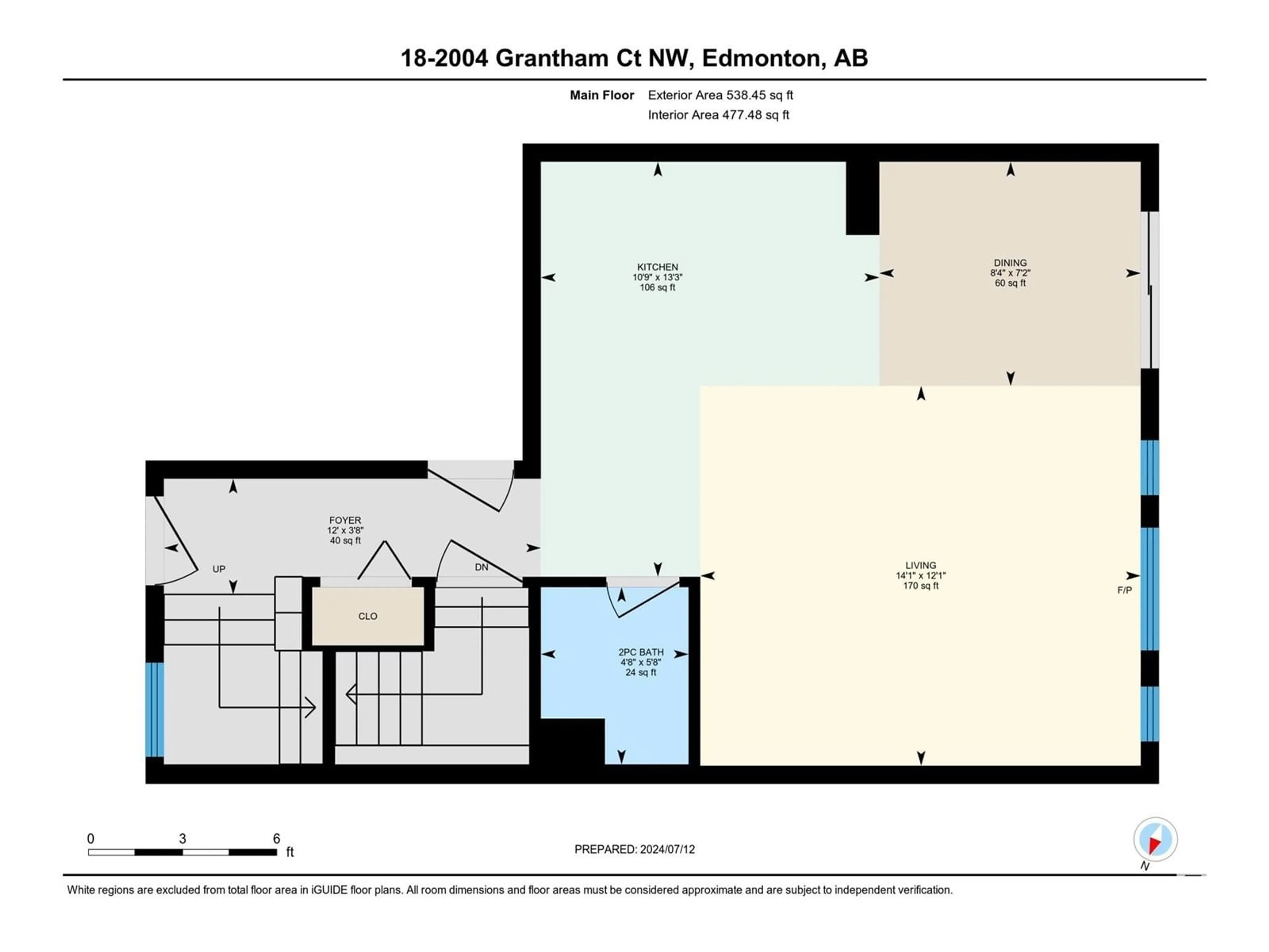 Floor plan for #18 2004 GRANTHAM CO NW, Edmonton Alberta T5T6R9