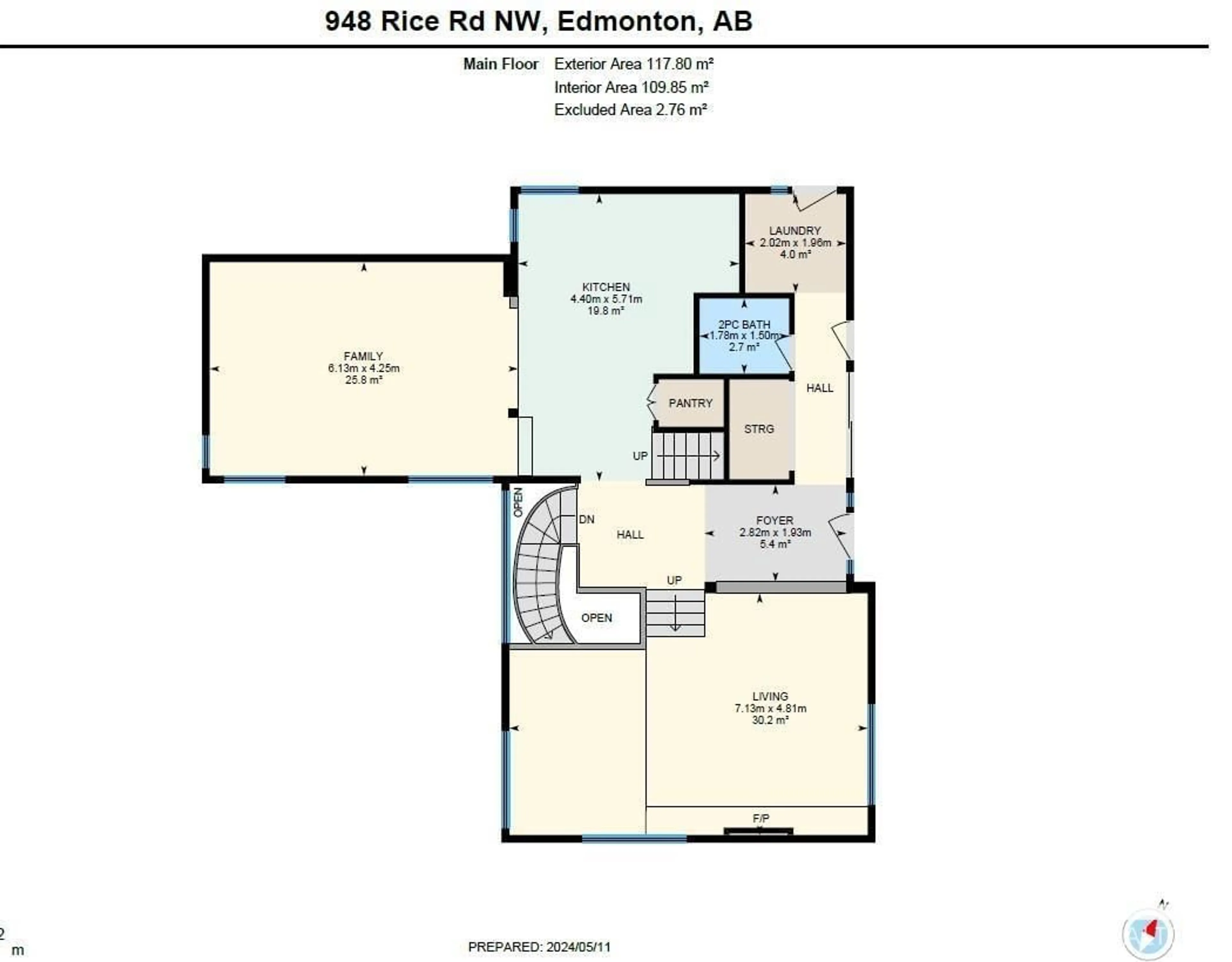Floor plan for 948 RICE RD NW, Edmonton Alberta T6R1A1