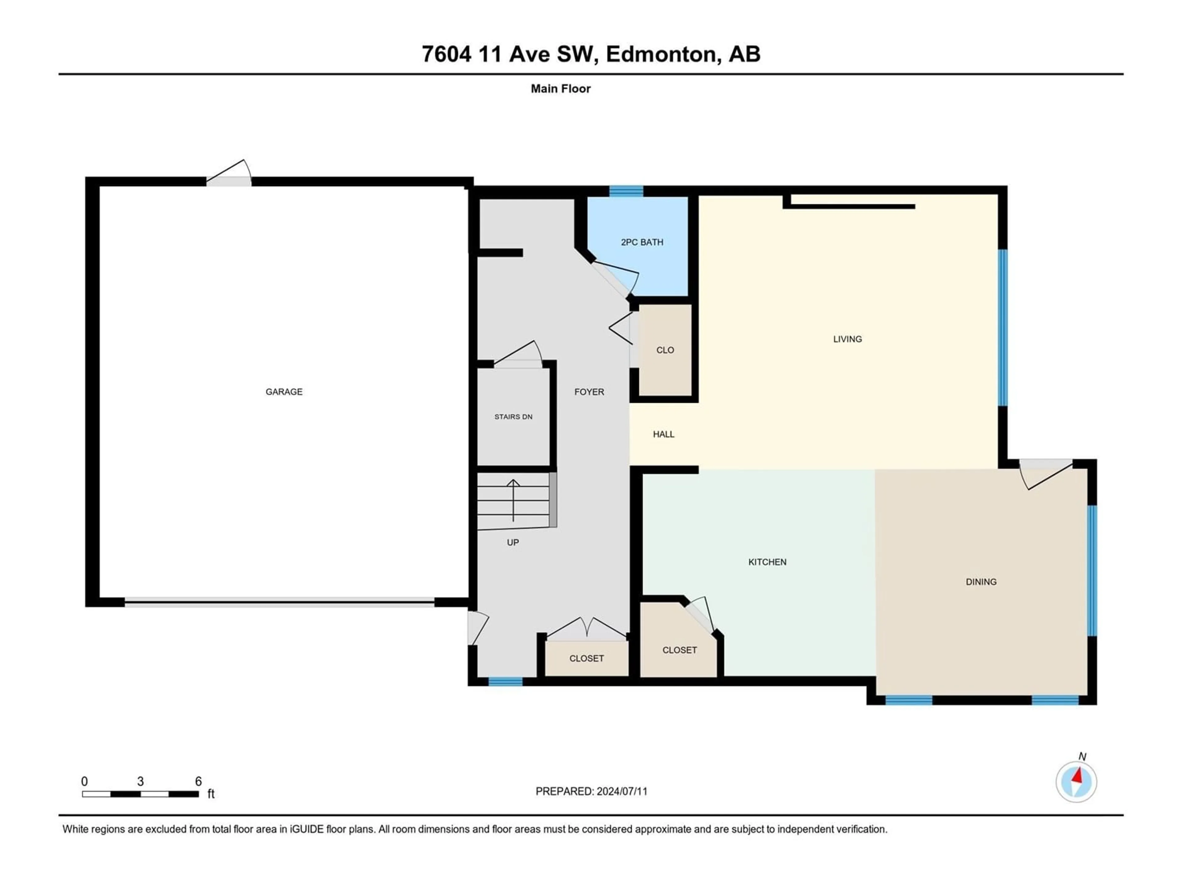 Floor plan for 7604 11 AV SW, Edmonton Alberta T6X1M8