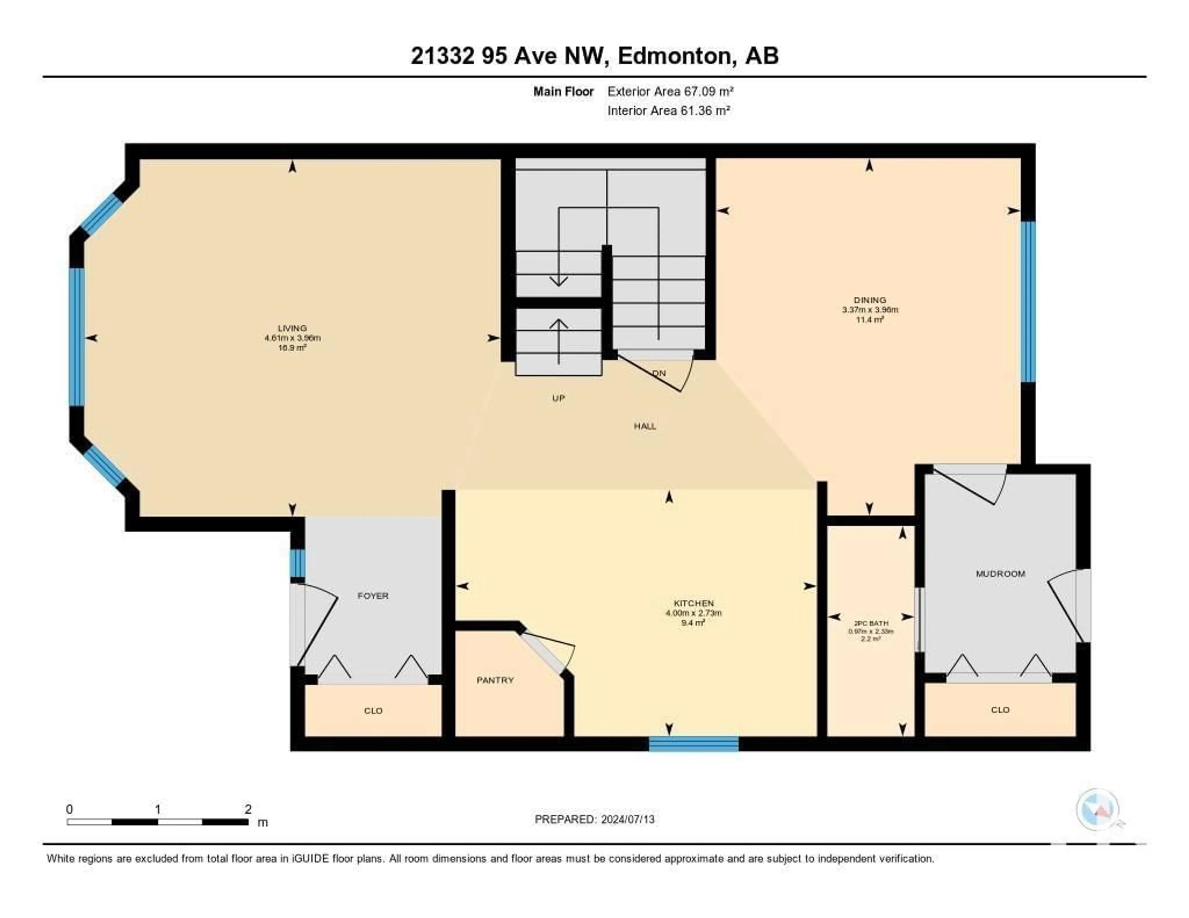 Floor plan for 21332 95 AV NW, Edmonton Alberta T5T4C9