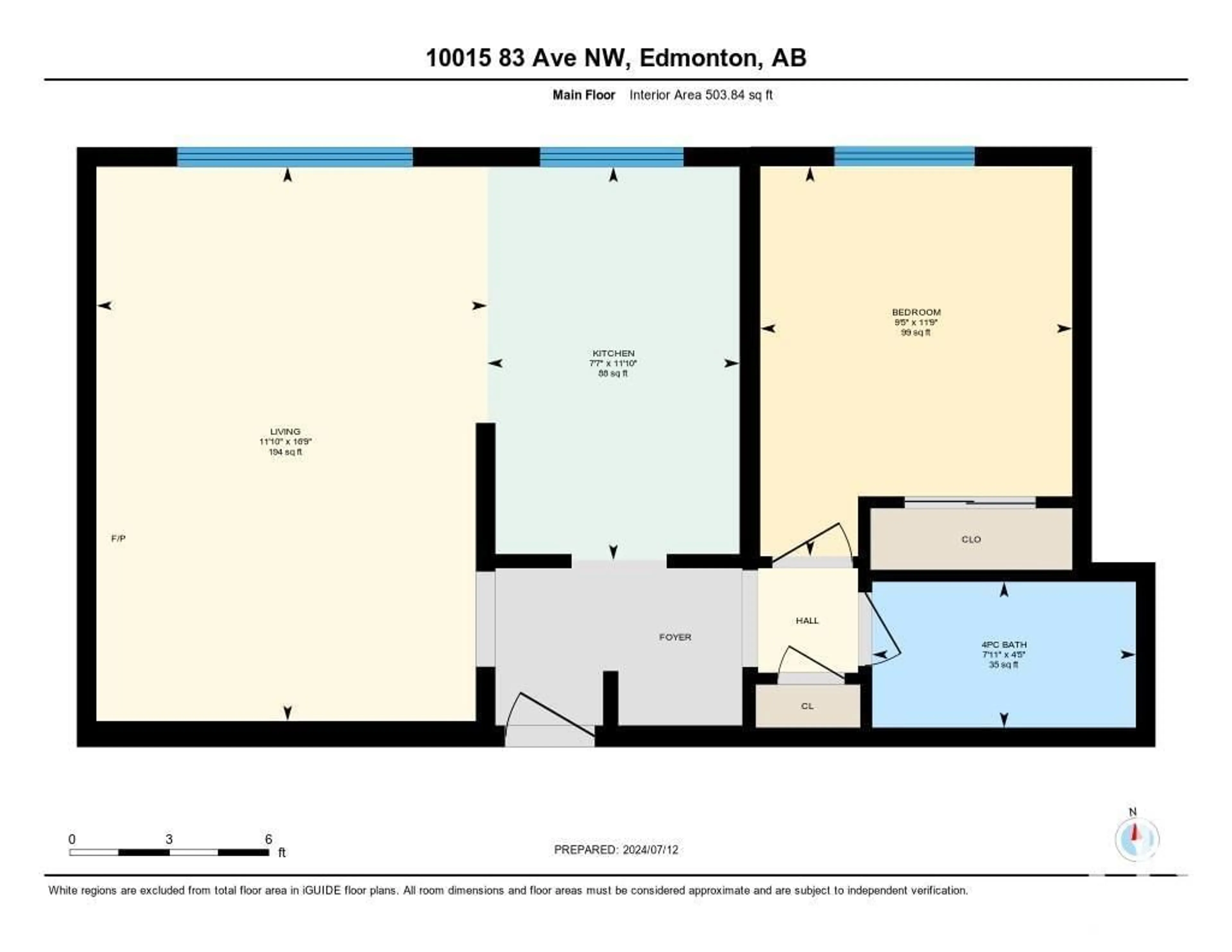 Floor plan for #3 (City 7) 10015 83 AV NW, Edmonton Alberta T6E2C3