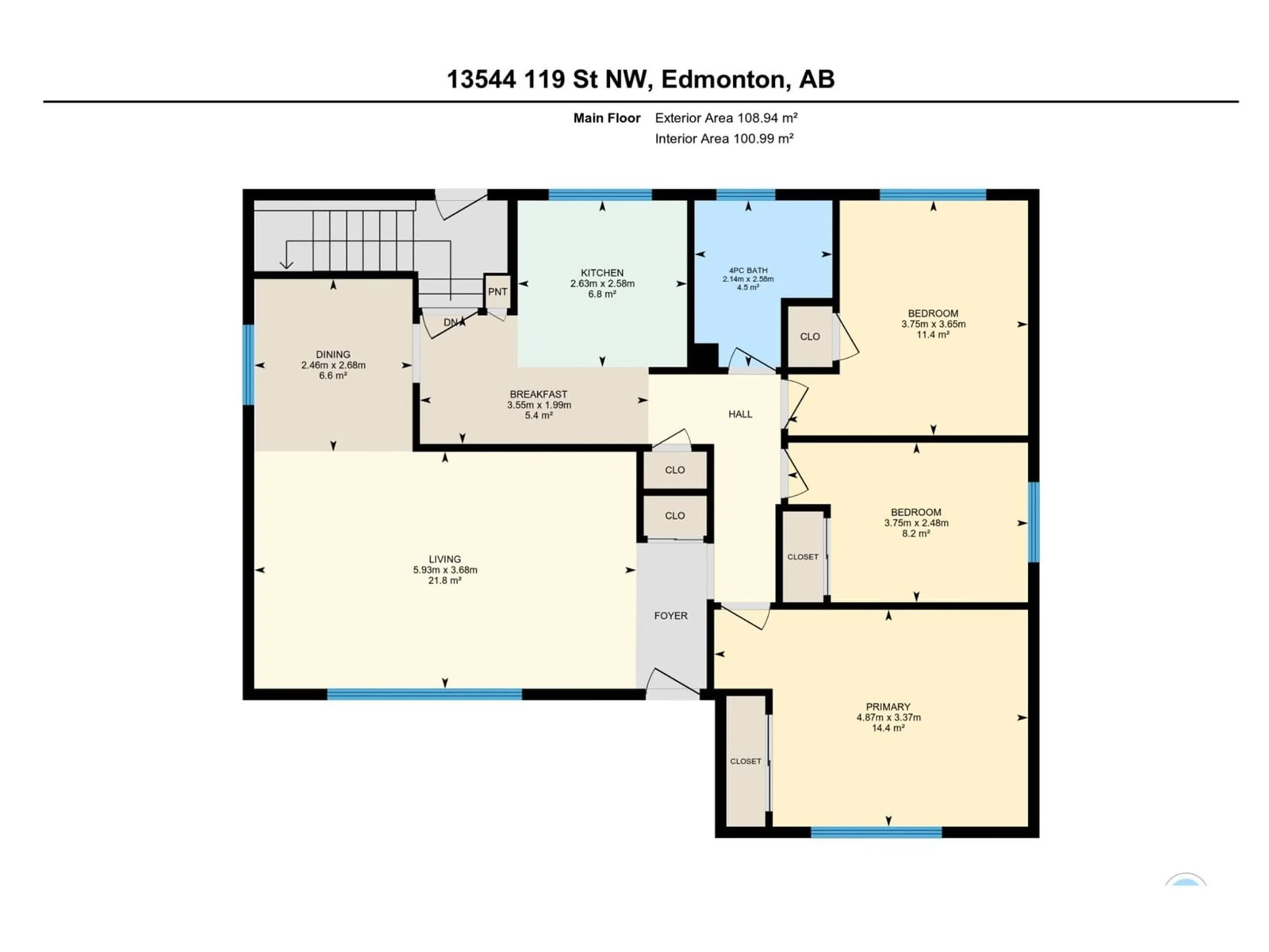Floor plan for 13544 119 ST NW, Edmonton Alberta T5E5N2