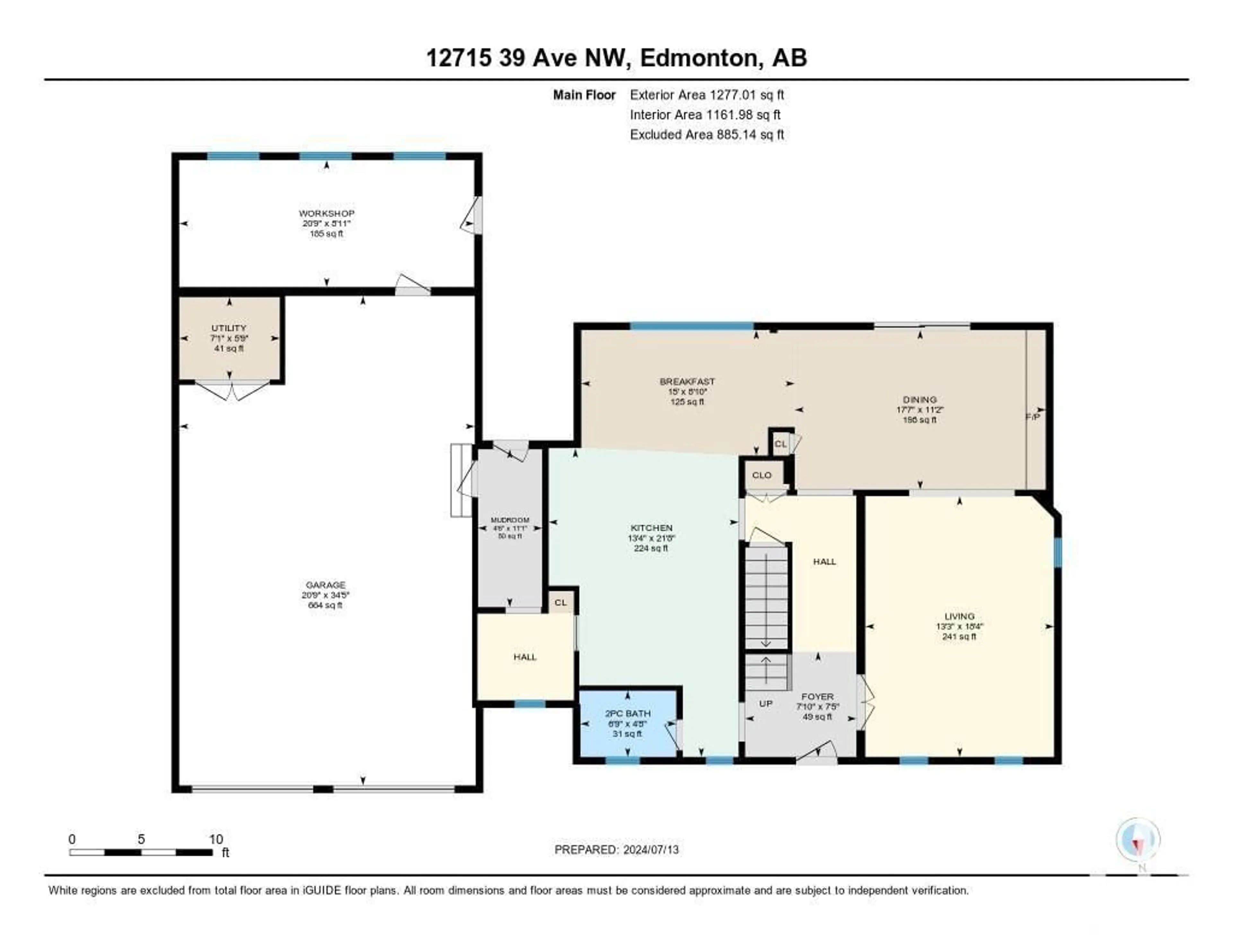 Floor plan for 12715 39 AV NW, Edmonton Alberta T6J0N3