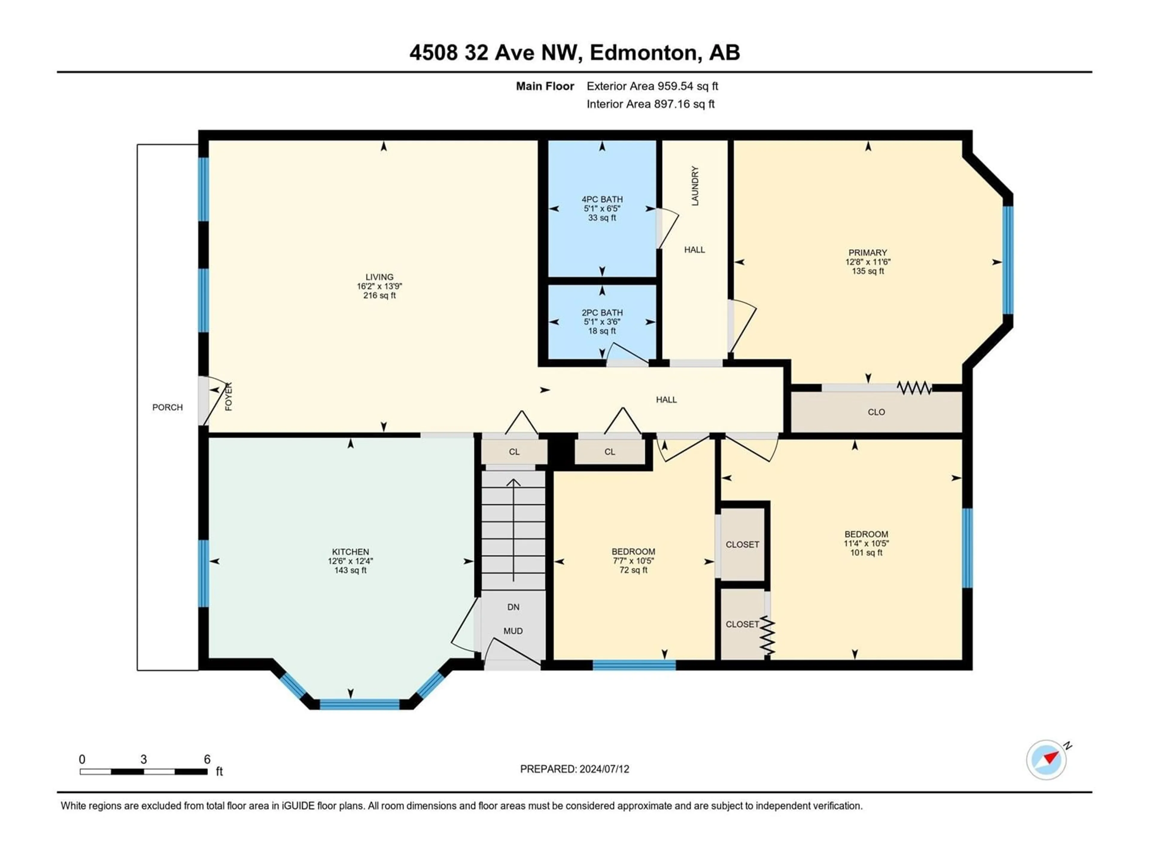 Floor plan for 4508 32 AV NW, Edmonton Alberta T6L4W7