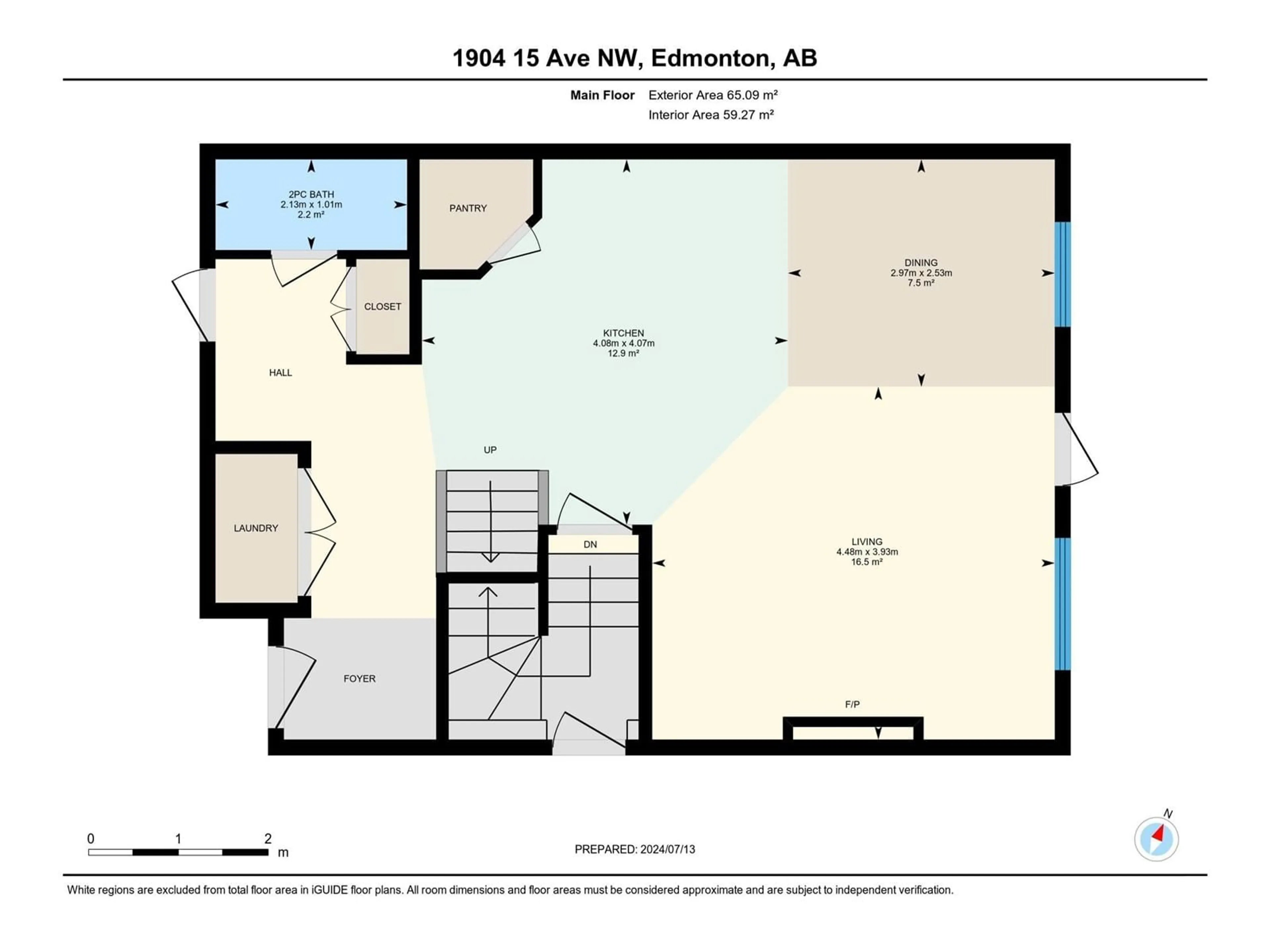 Floor plan for 1904 15 AV NW, Edmonton Alberta T6T2B6