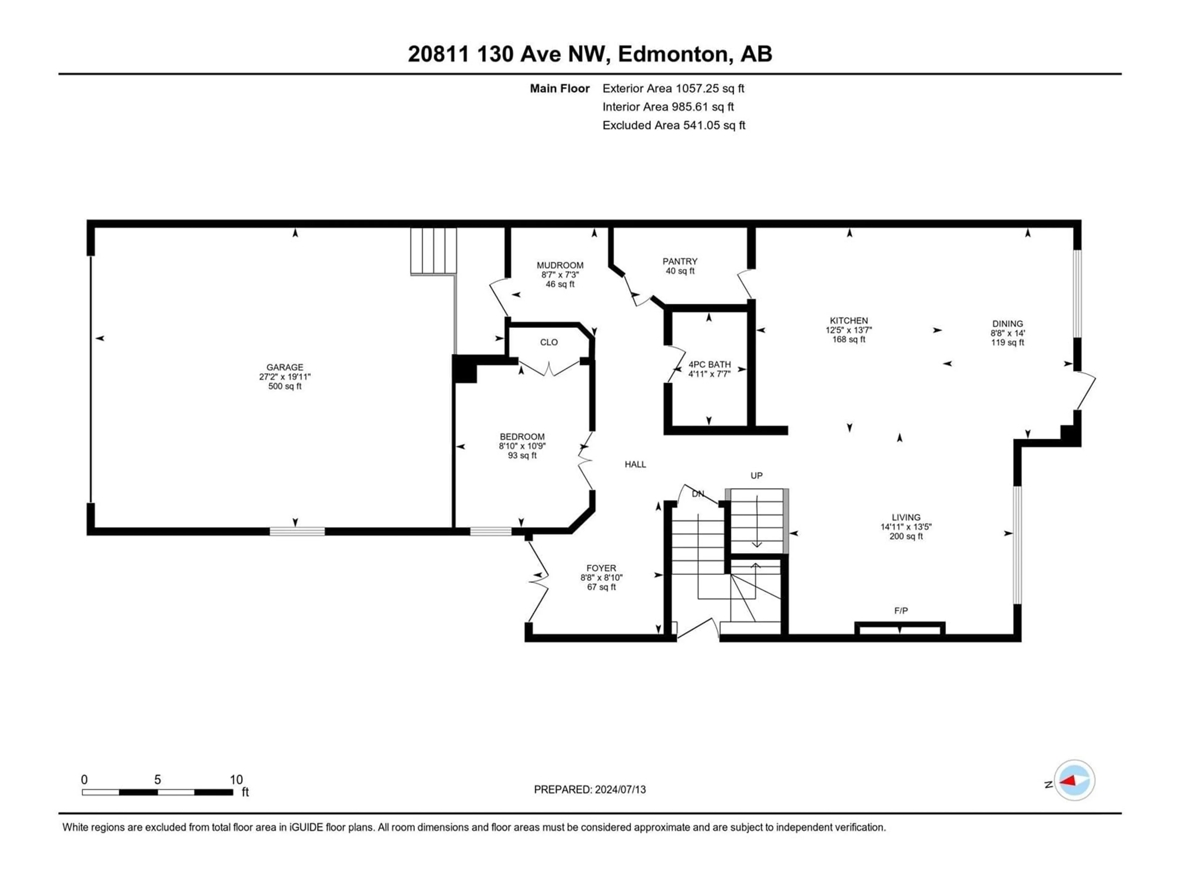 Floor plan for 20811 130 AV NW, Edmonton Alberta T5S0L4