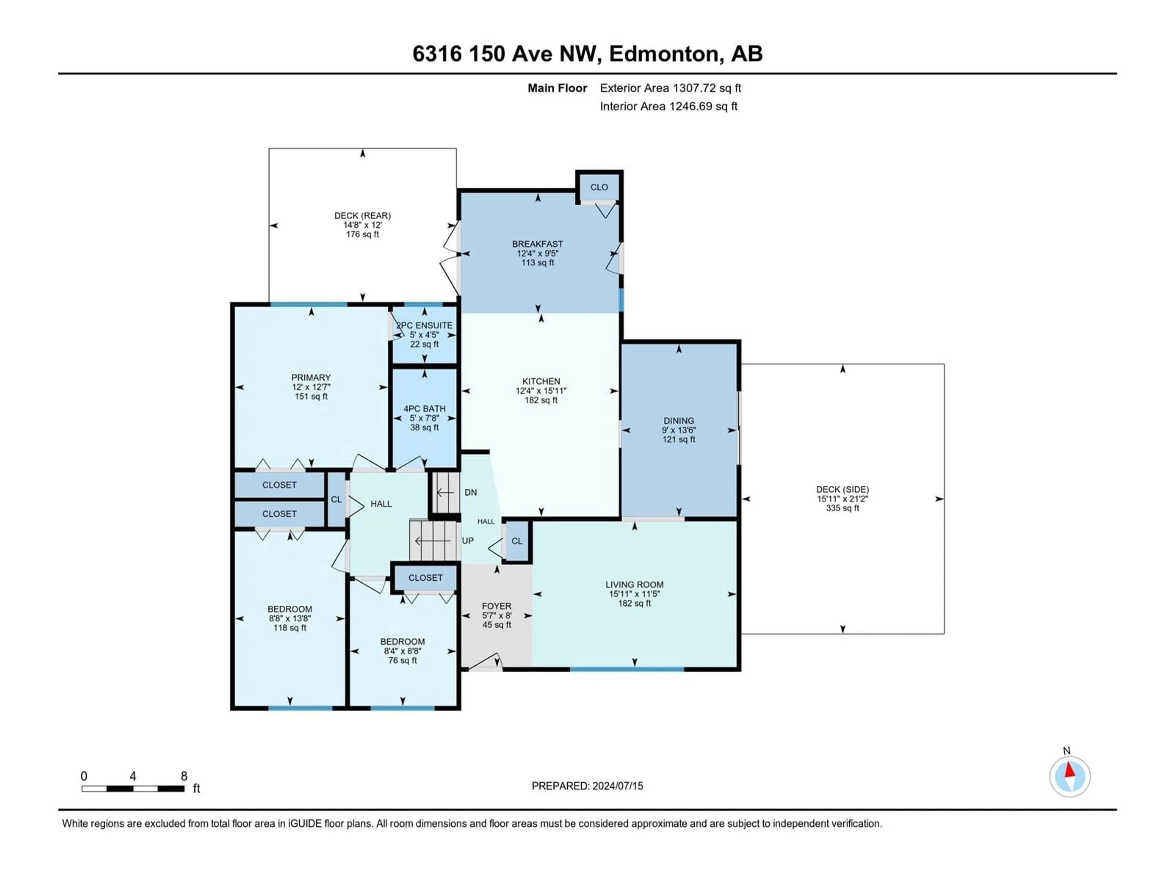 Floor plan for 6316 150 AV NW, Edmonton Alberta T5A1W9