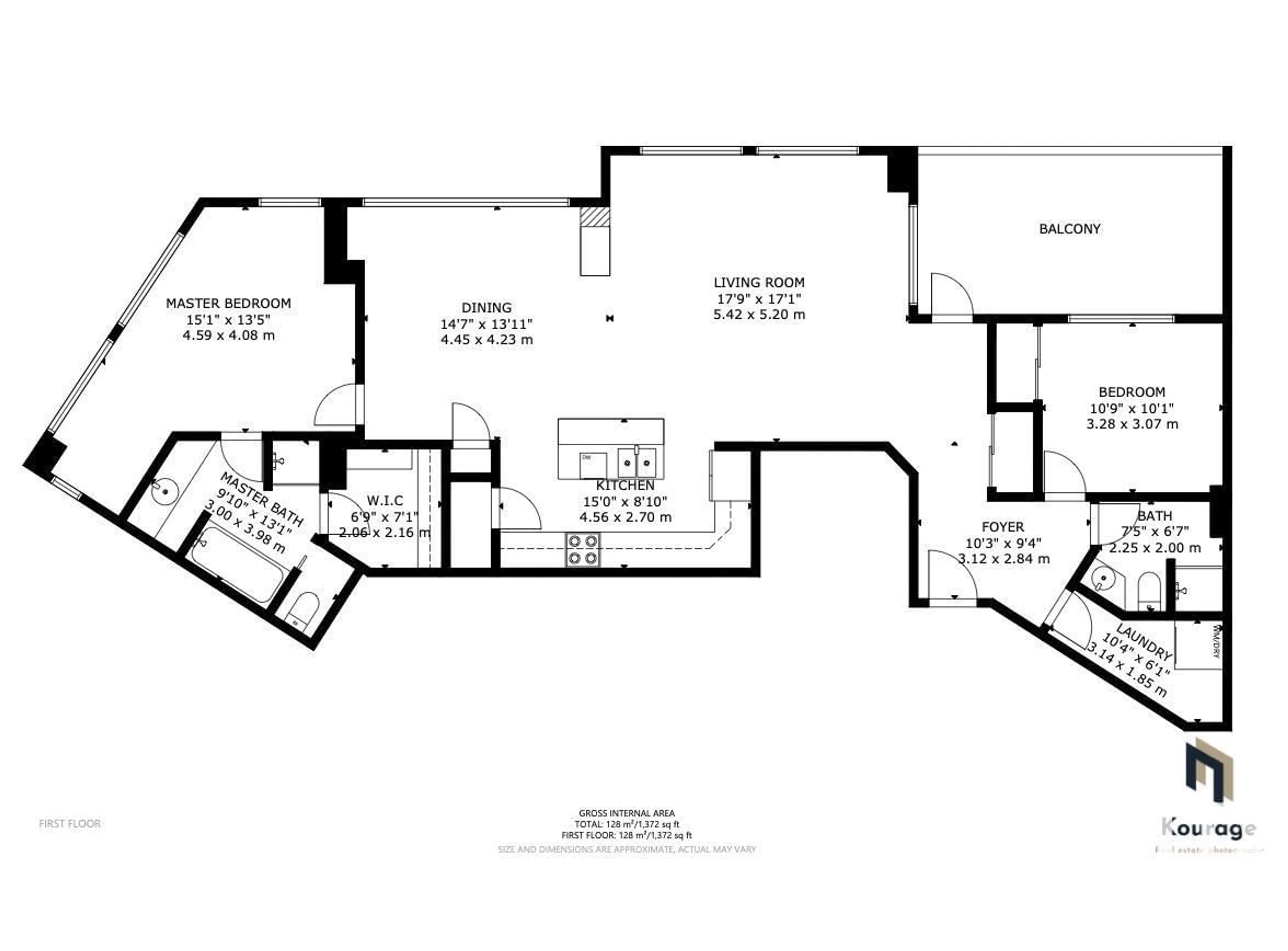 Floor plan for #1704 9020 JASPER AV NW, Edmonton Alberta T5H3S8