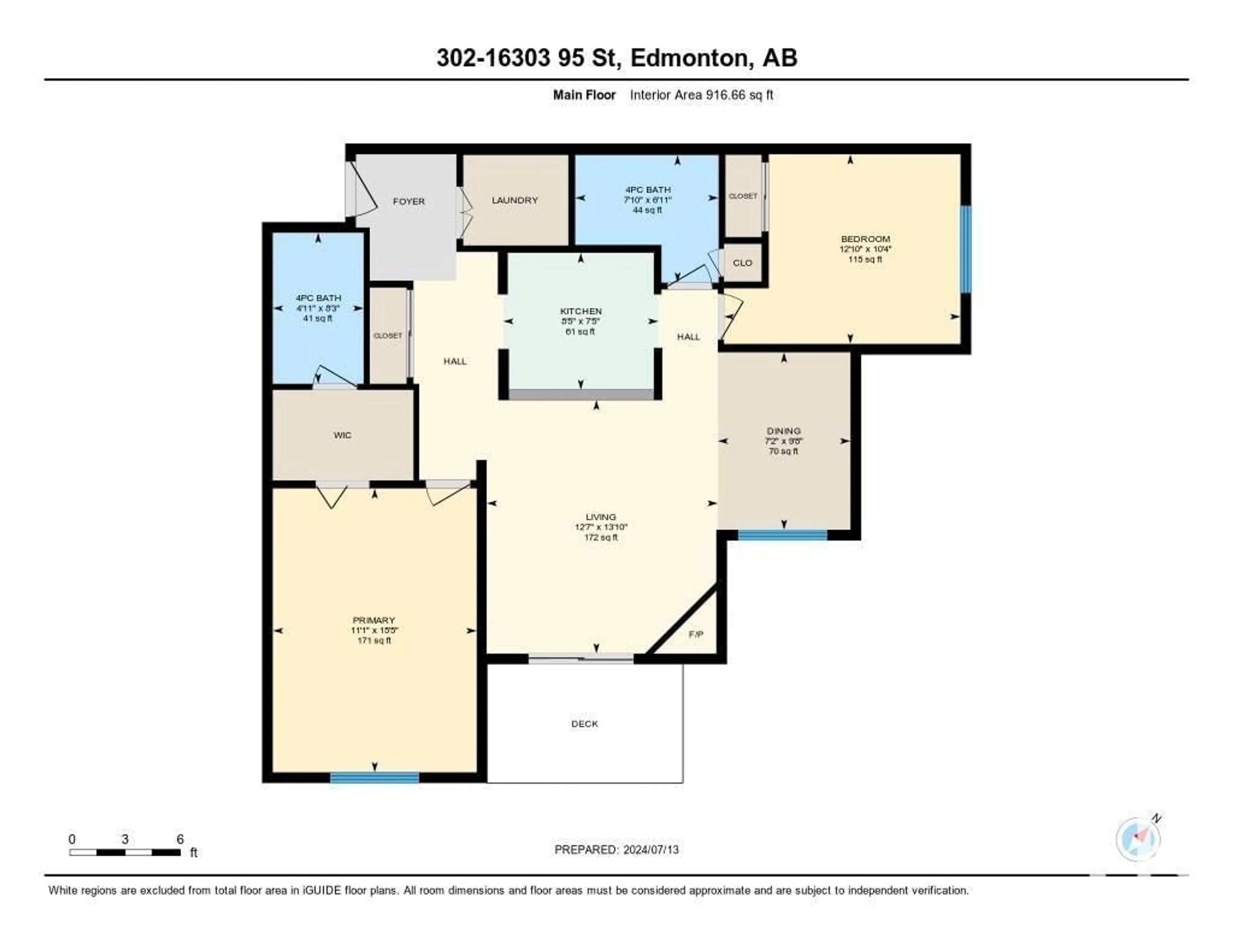 Floor plan for #302 16303 95 ST NW, Edmonton Alberta T5Z3V1