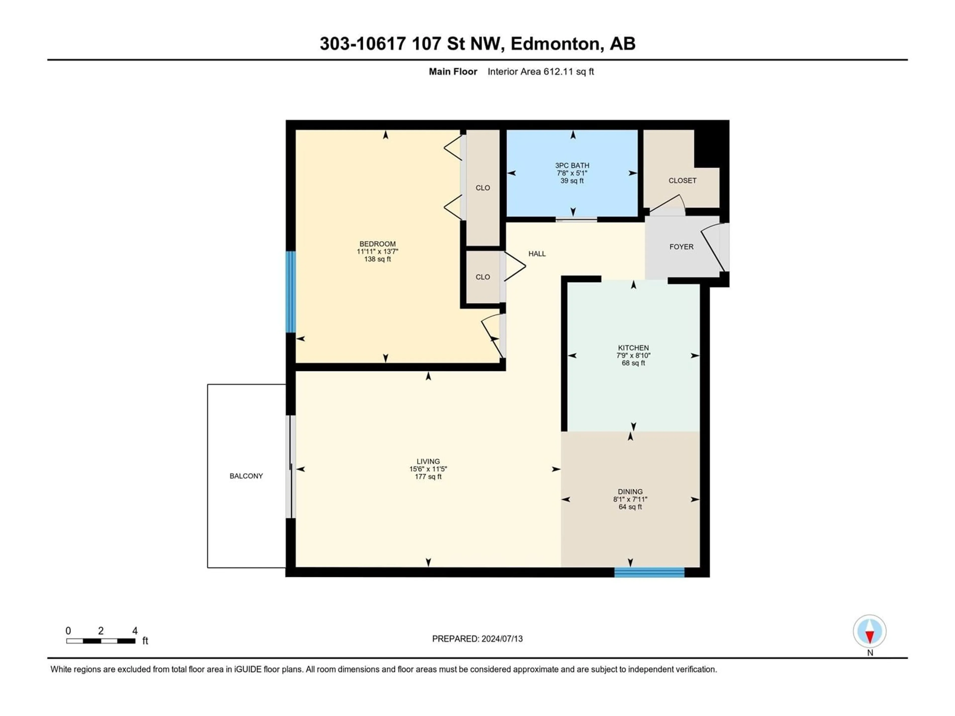 Floor plan for #303 10617 107 ST NW, Edmonton Alberta T5H2Y8