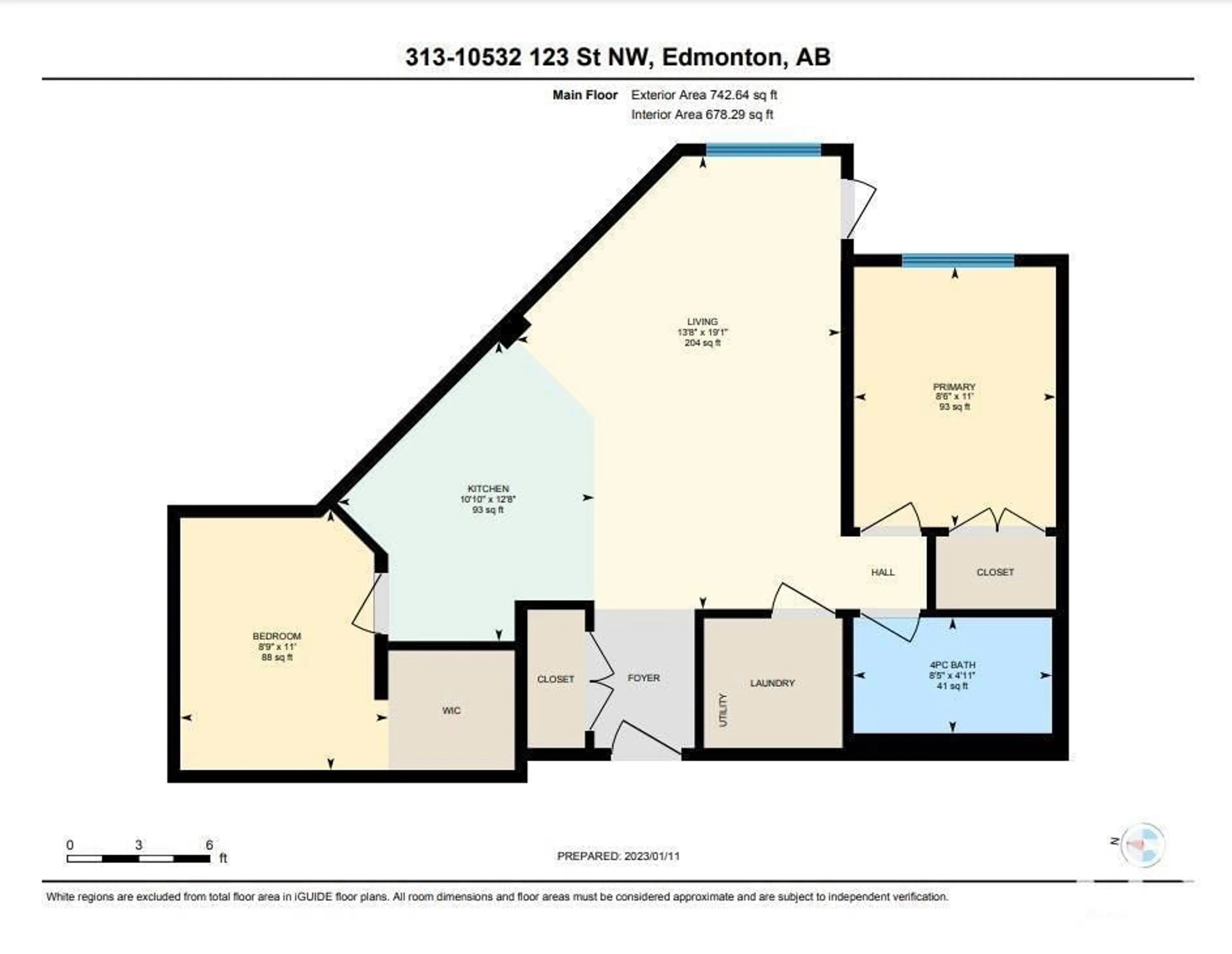 Floor plan for #313 10523 123 ST NW, Edmonton Alberta T5N1N9