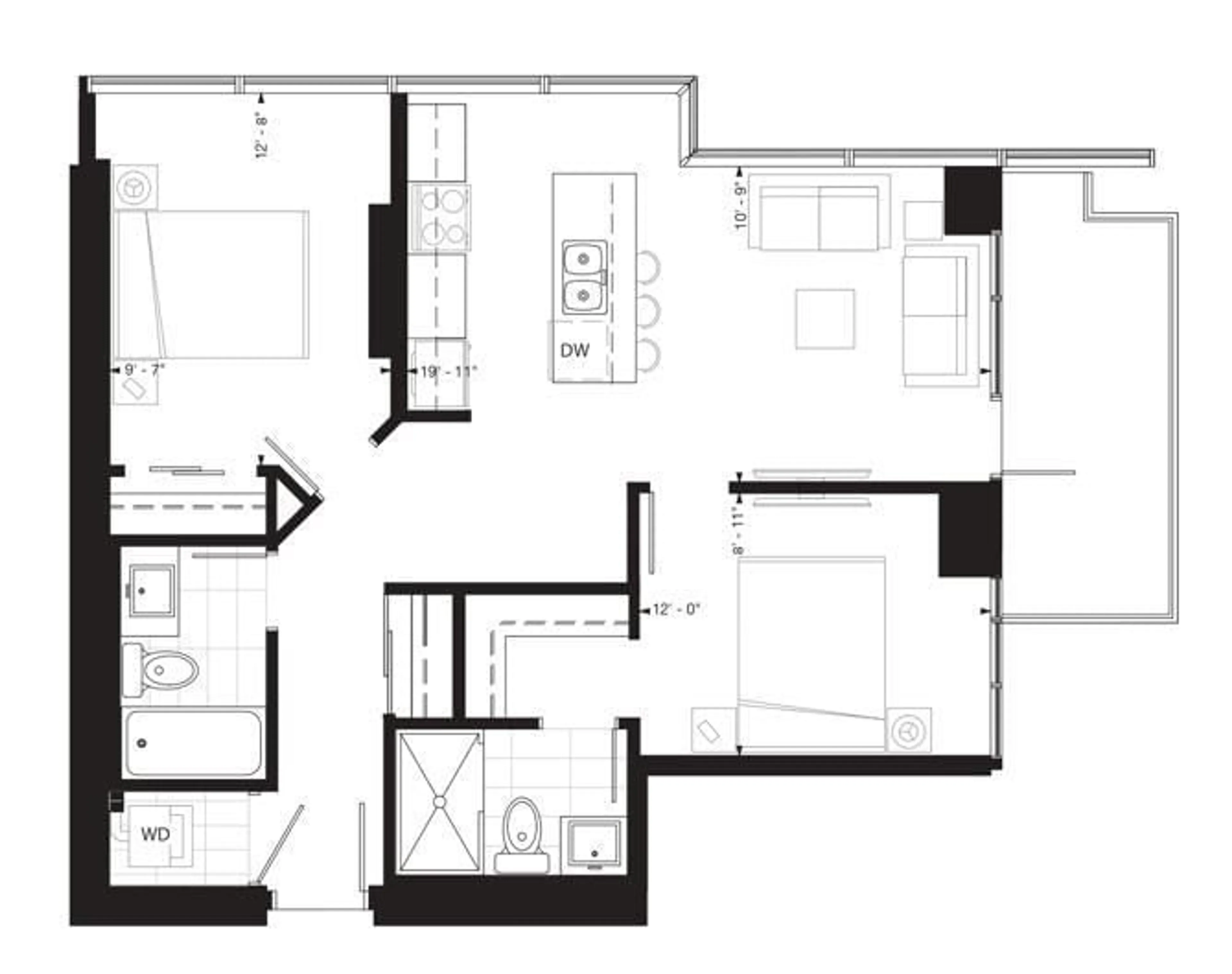 Floor plan for #2303 - 10180 103 ST, Edmonton Alberta T5J0L1