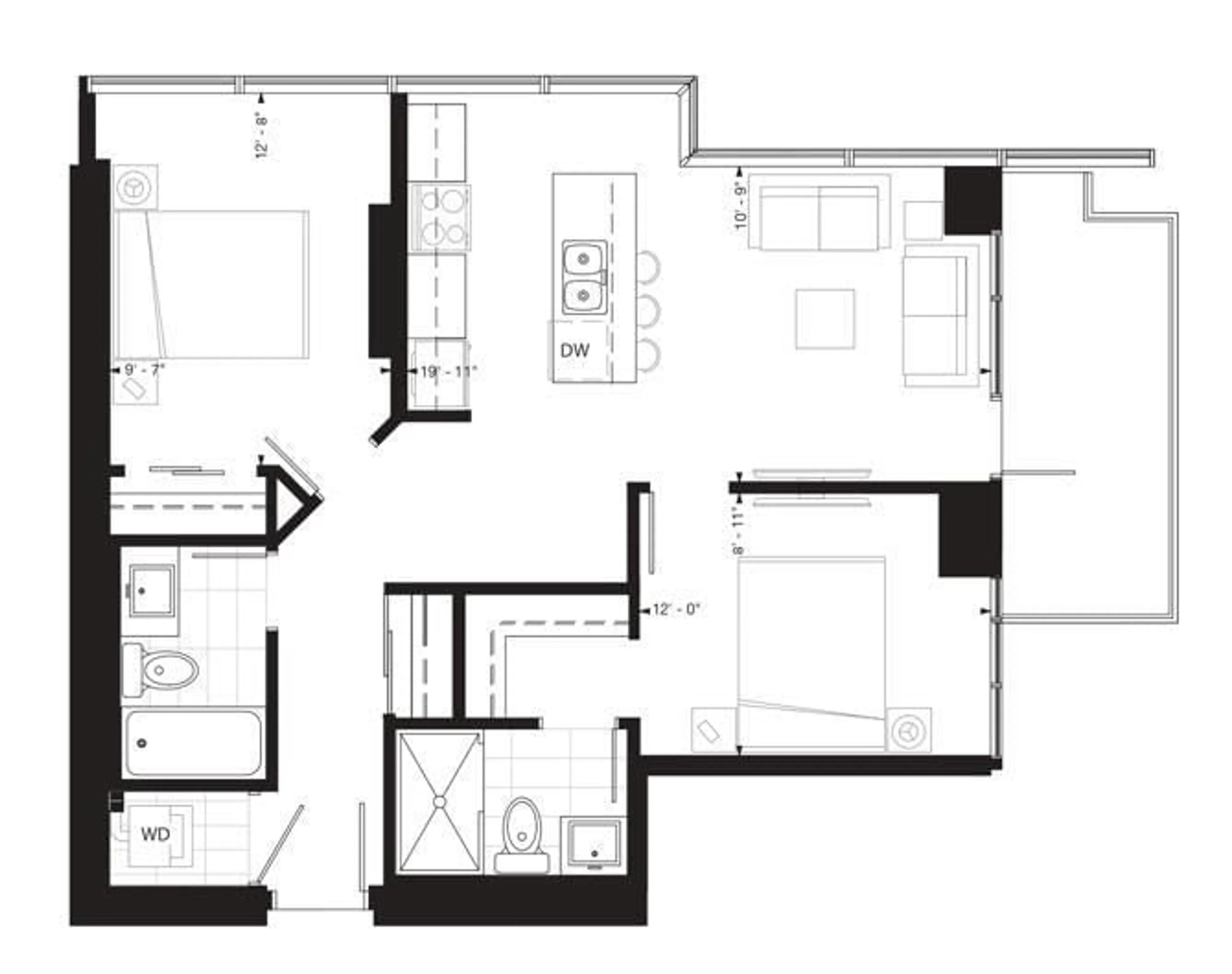 Floor plan for #2303 10180 103 ST NW, Edmonton Alberta T5J0L1