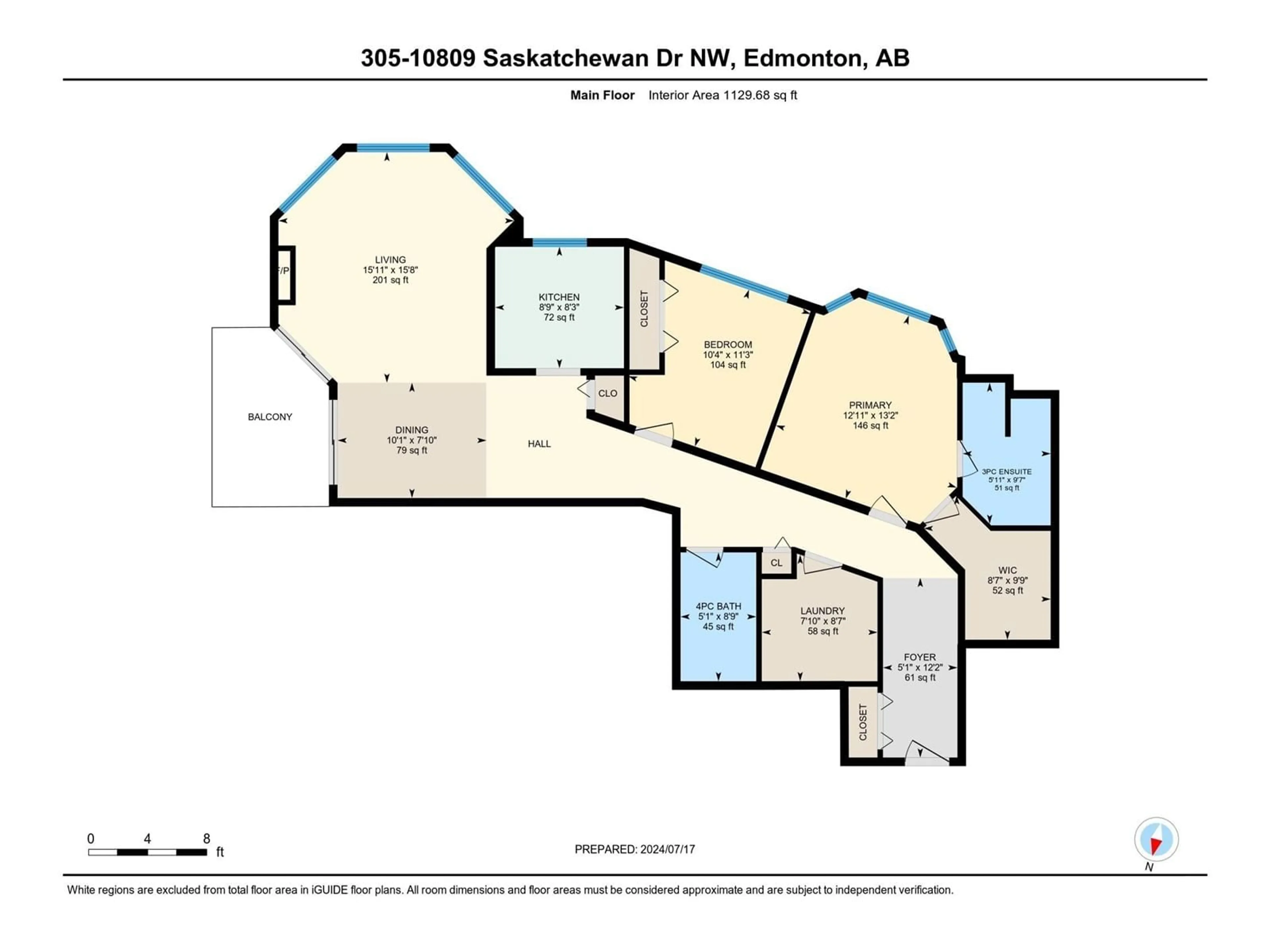 Floor plan for #305 10809 SASKATCHEWAN DR NW, Edmonton Alberta T6E4S5