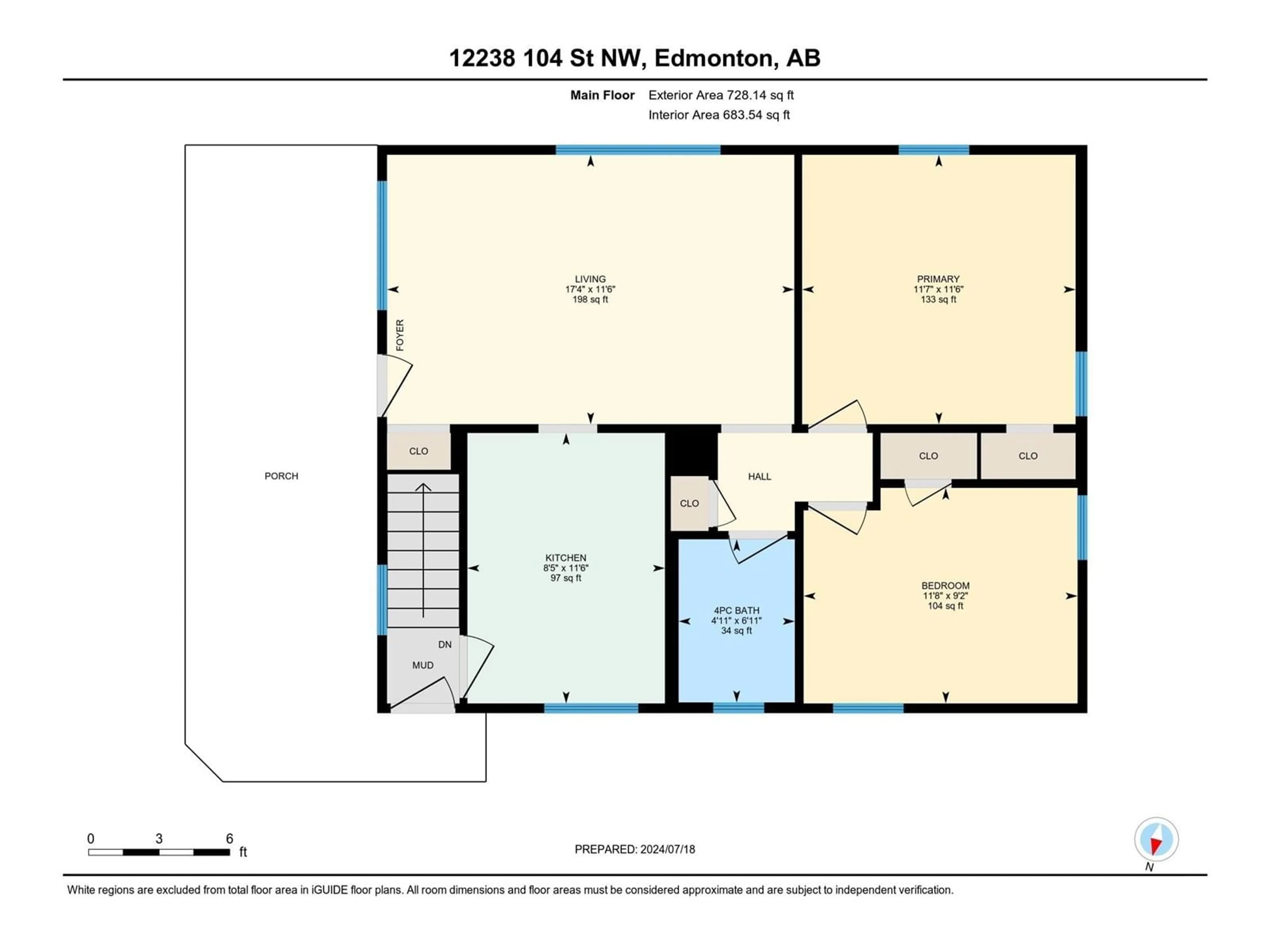 Floor plan for 12238 104 ST NW, Edmonton Alberta T5G2L6