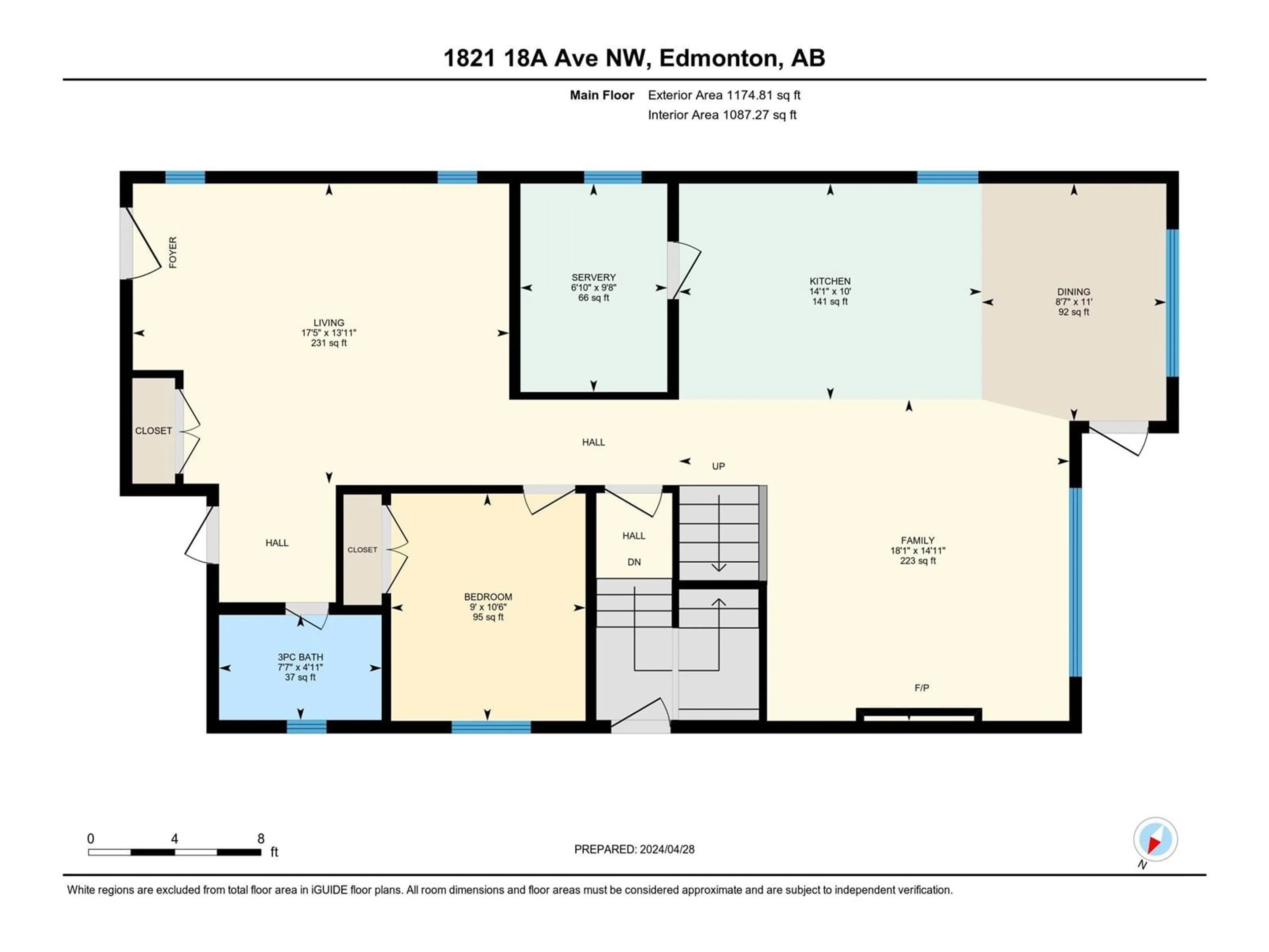 Floor plan for 1821 18A AV NW, Edmonton Alberta T6T2M9