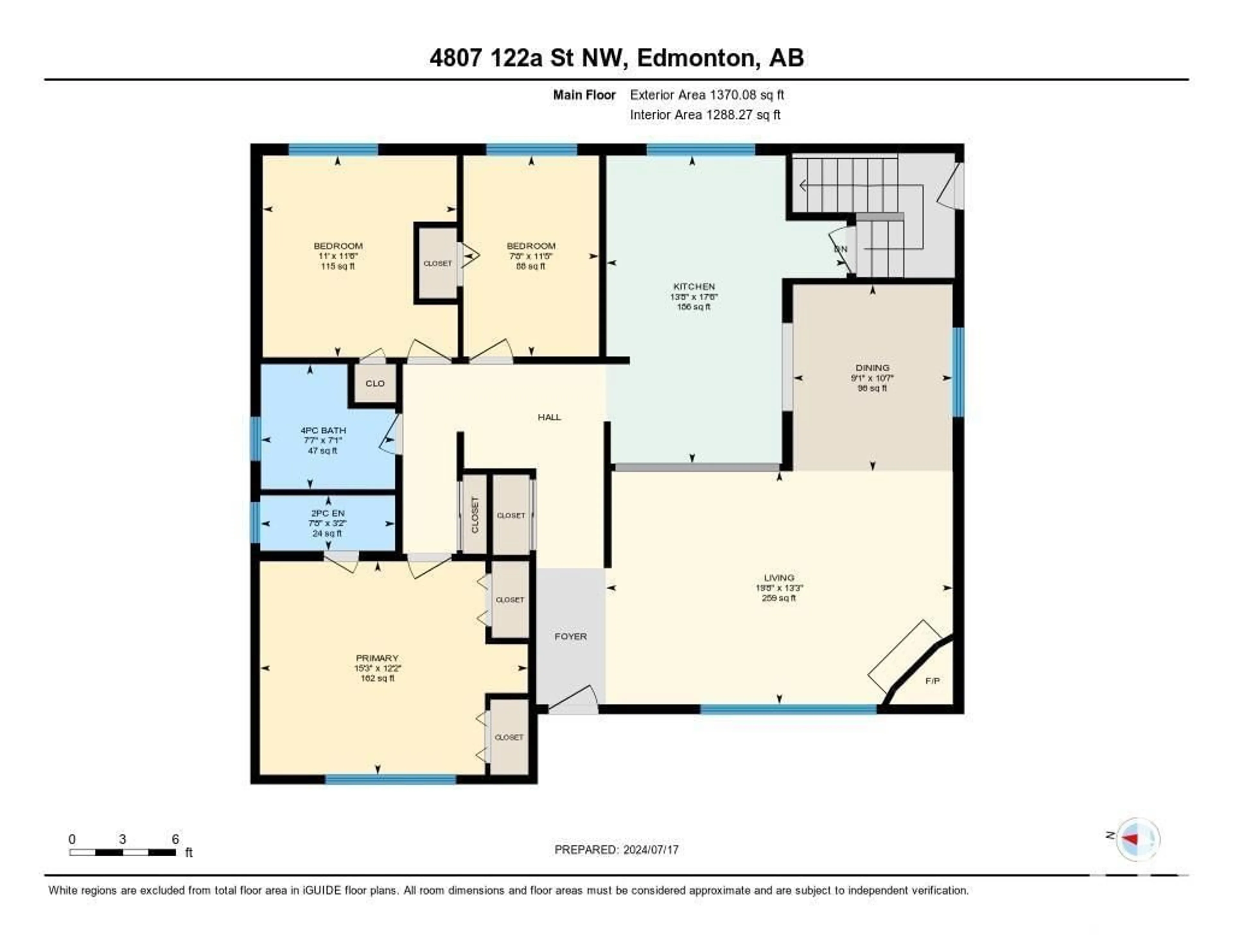 Floor plan for 4807 122A ST NW, Edmonton Alberta T6H3S8