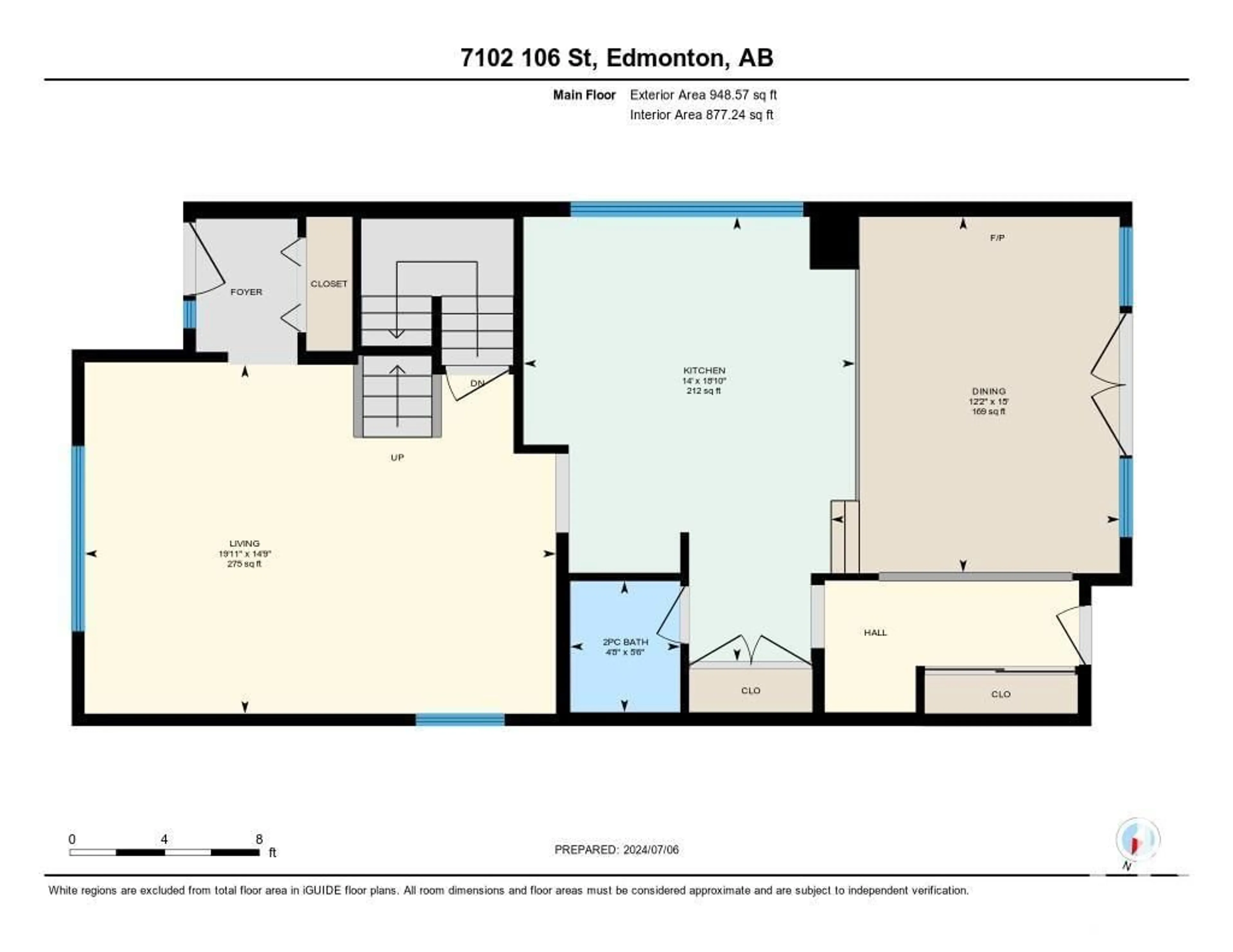 Floor plan for 7102 106 ST NW, Edmonton Alberta T6E4V4