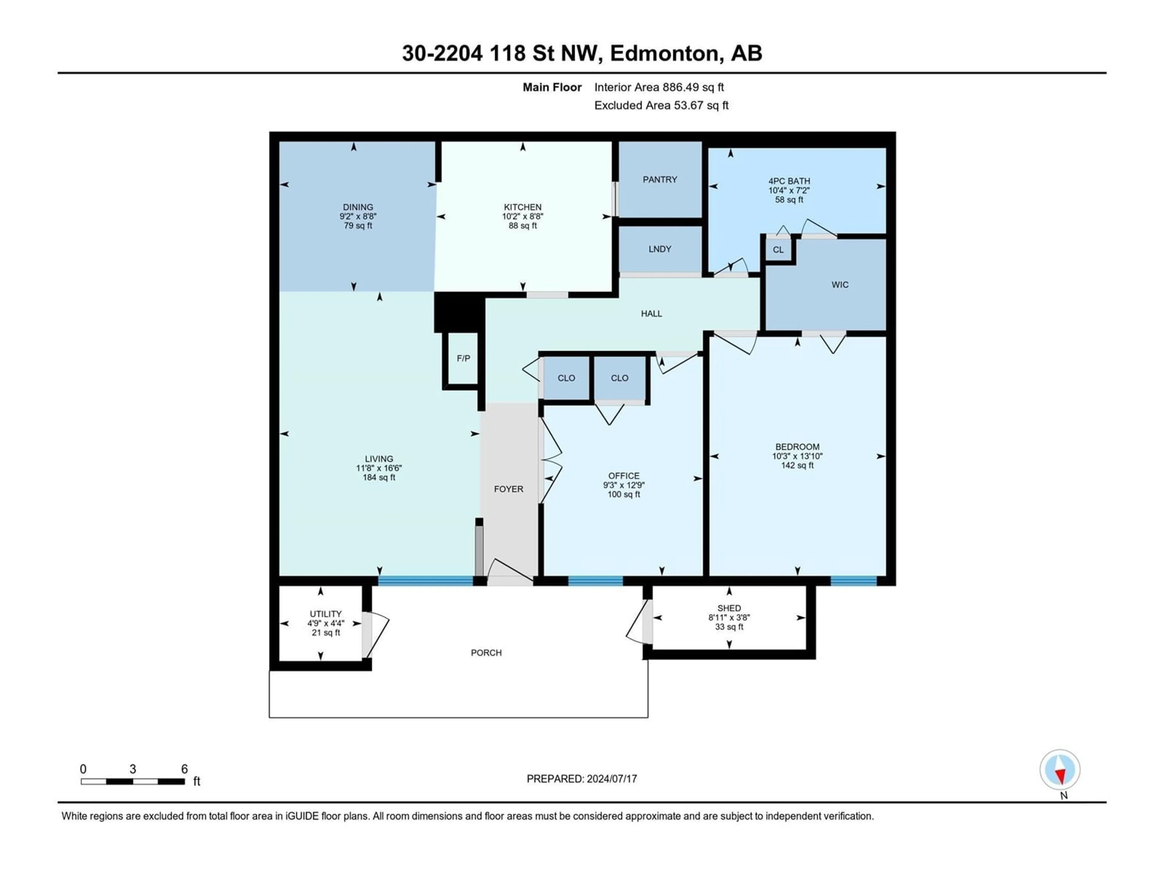 Floor plan for #30 2204 118 ST NW NW, Edmonton Alberta T6J5K2