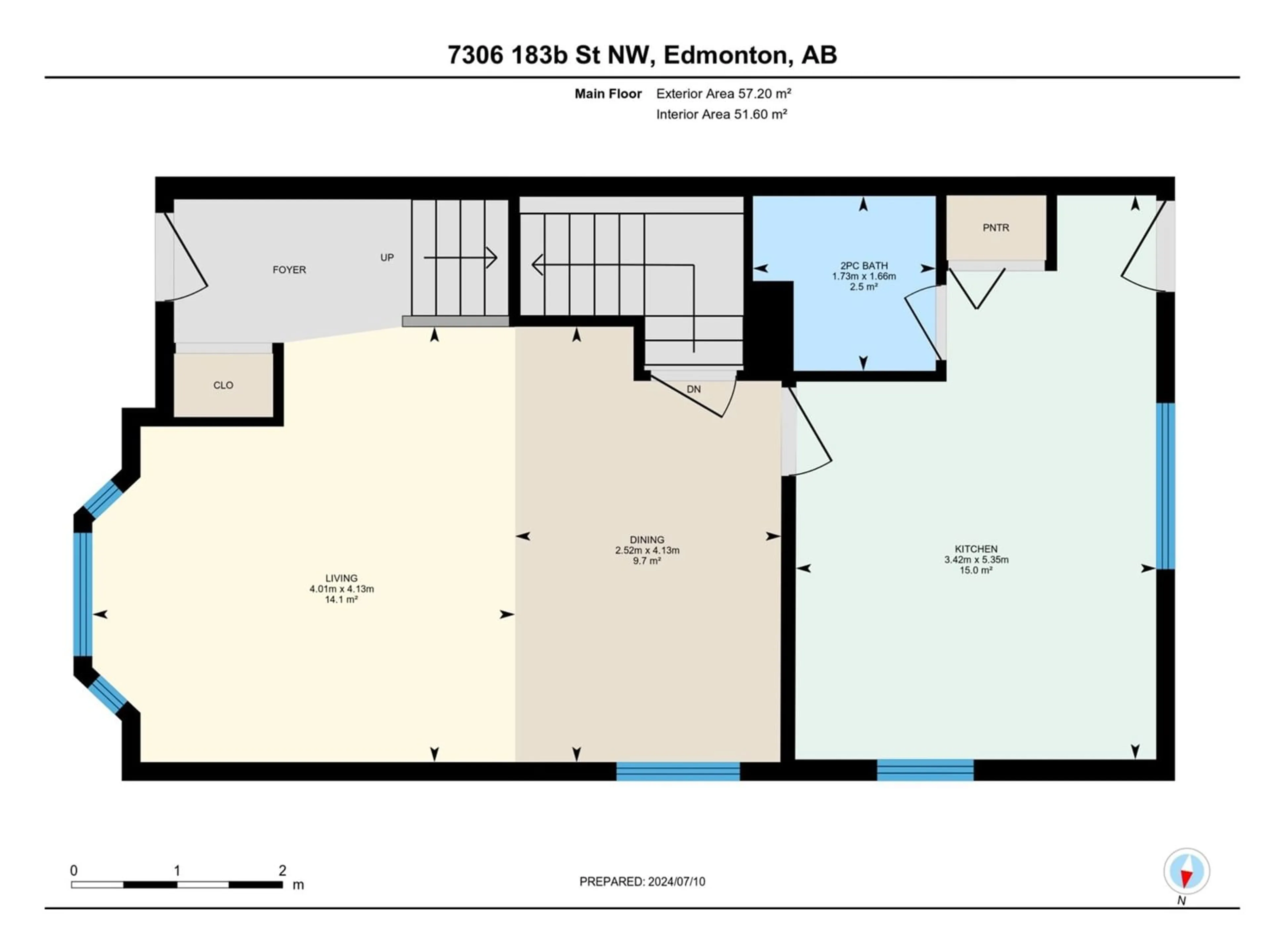 Floor plan for 7306 183B ST NW, Edmonton Alberta T5T3Z8