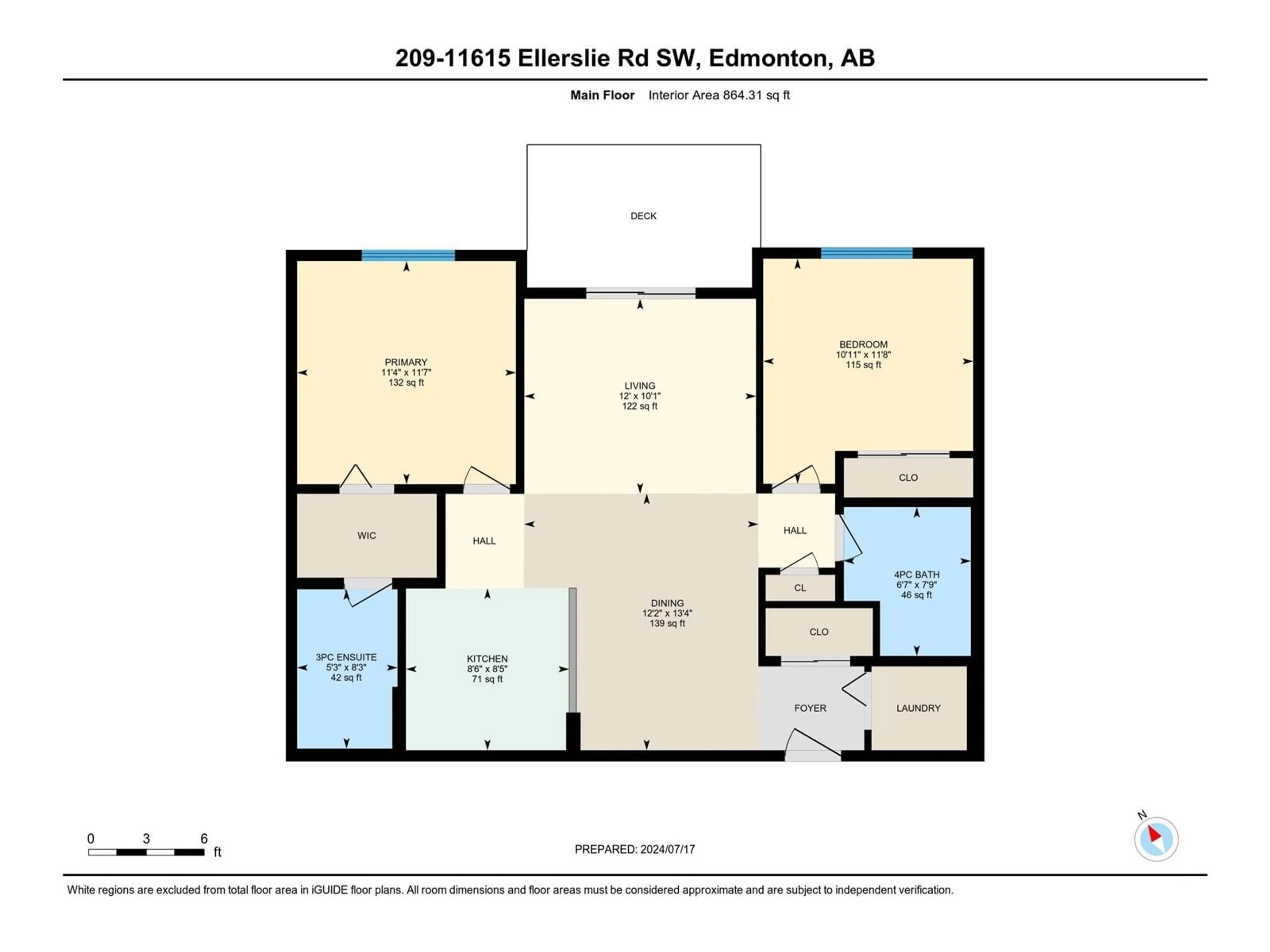 Floor plan for #209 11615 ELLERSLIE RD SW, Edmonton Alberta T6W0J3