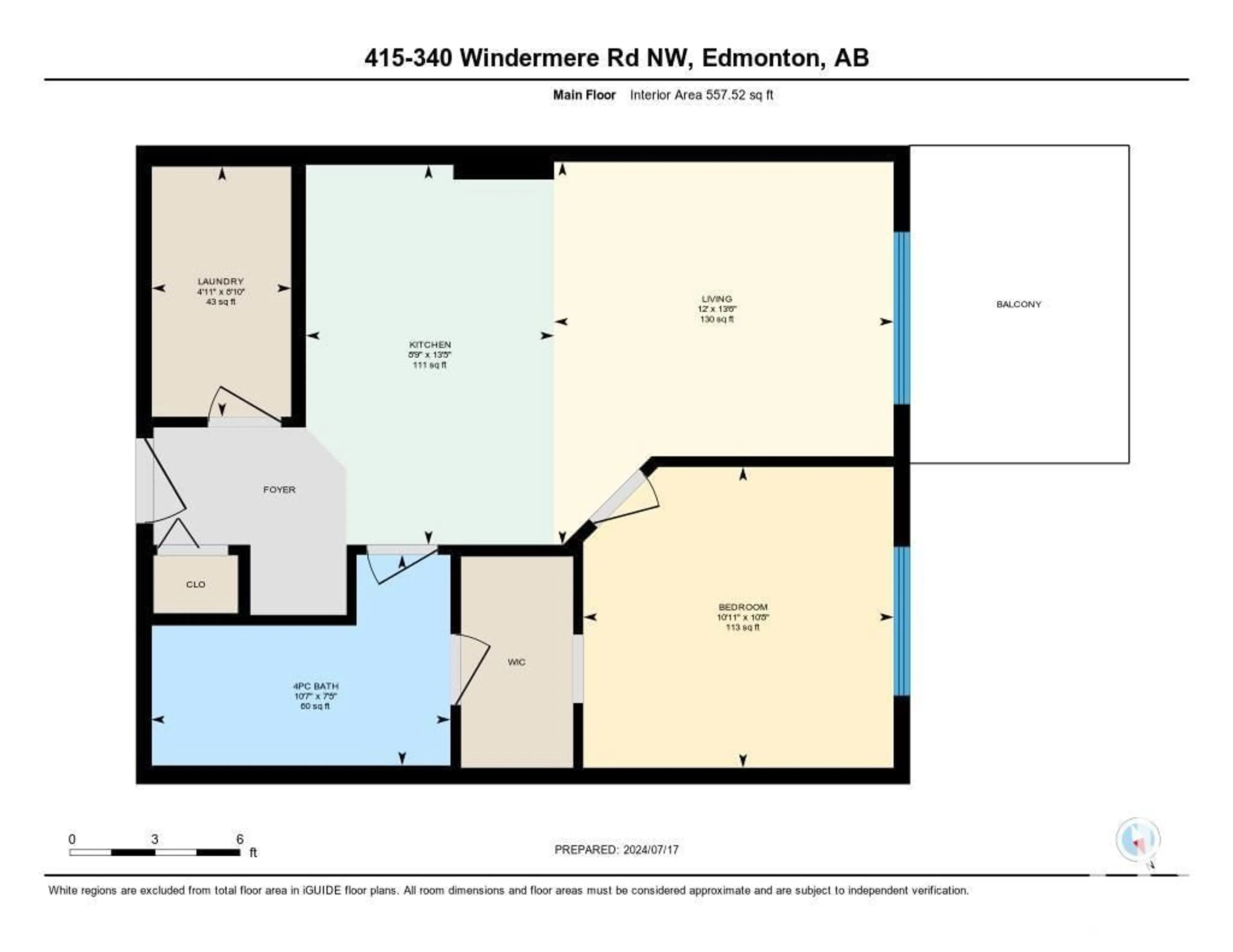 Floor plan for #415 340 WINDERMERE RD NW, Edmonton Alberta T6W2P2