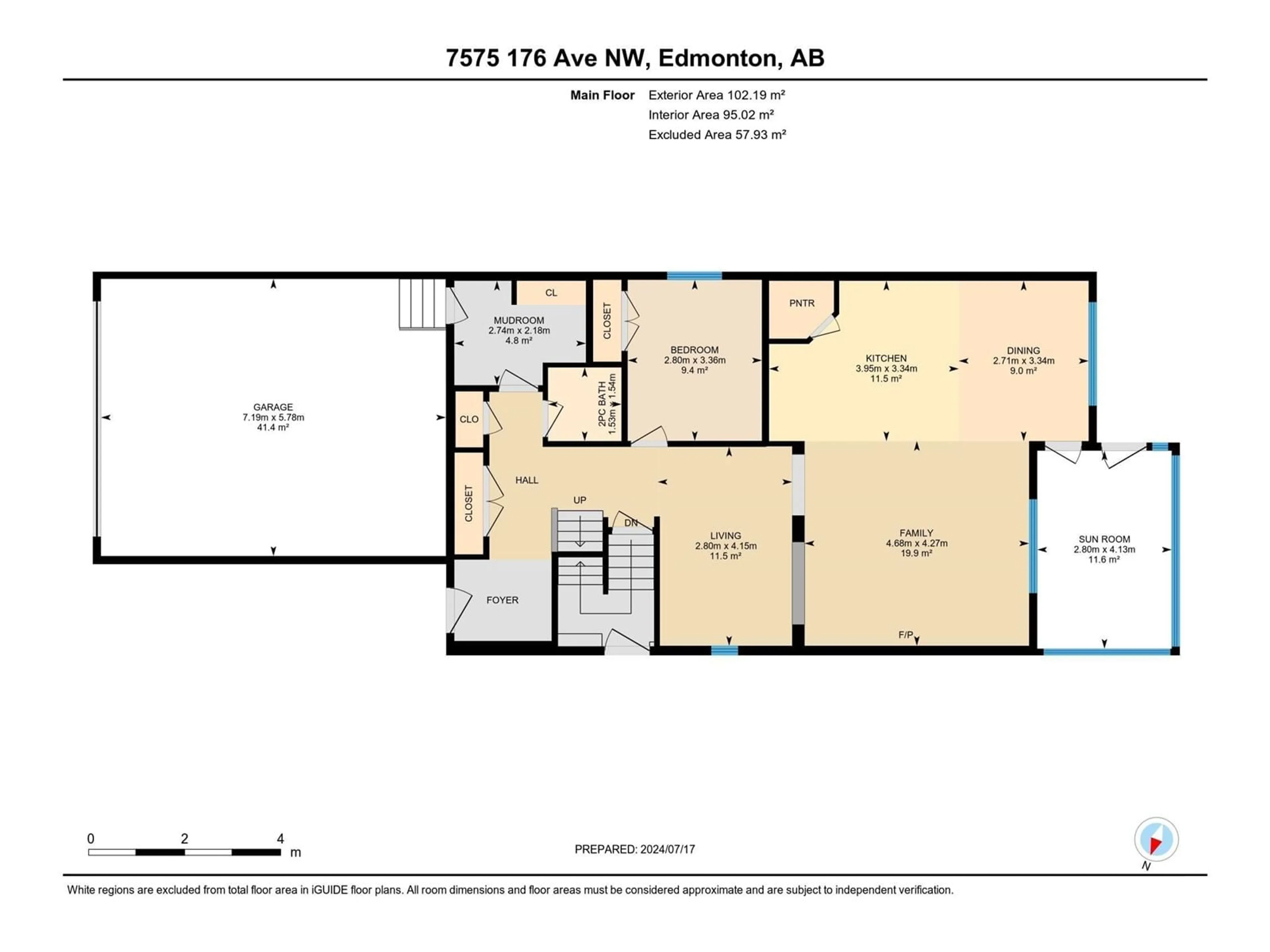 Floor plan for 7575 176 AV NW, Edmonton Alberta T5Z0R3