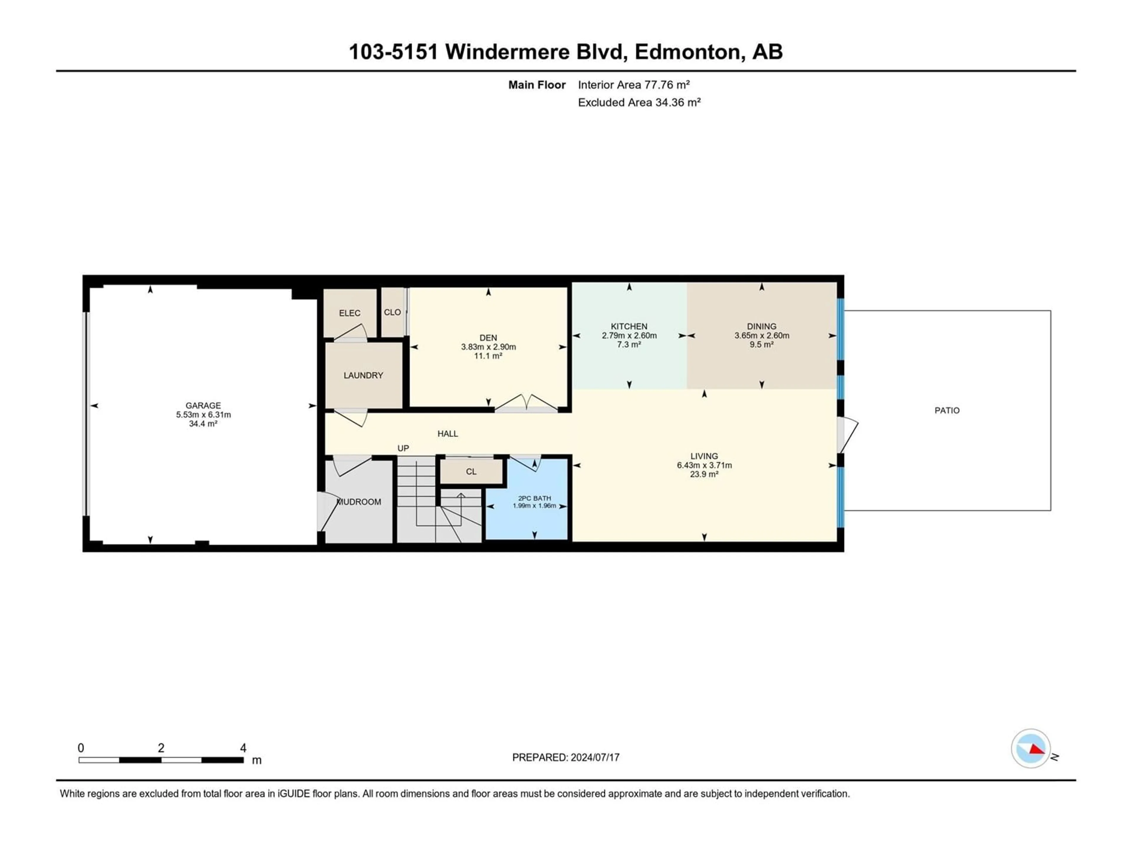 Floor plan for #103 5151 WINDERMERE BV SW, Edmonton Alberta T6W2K4