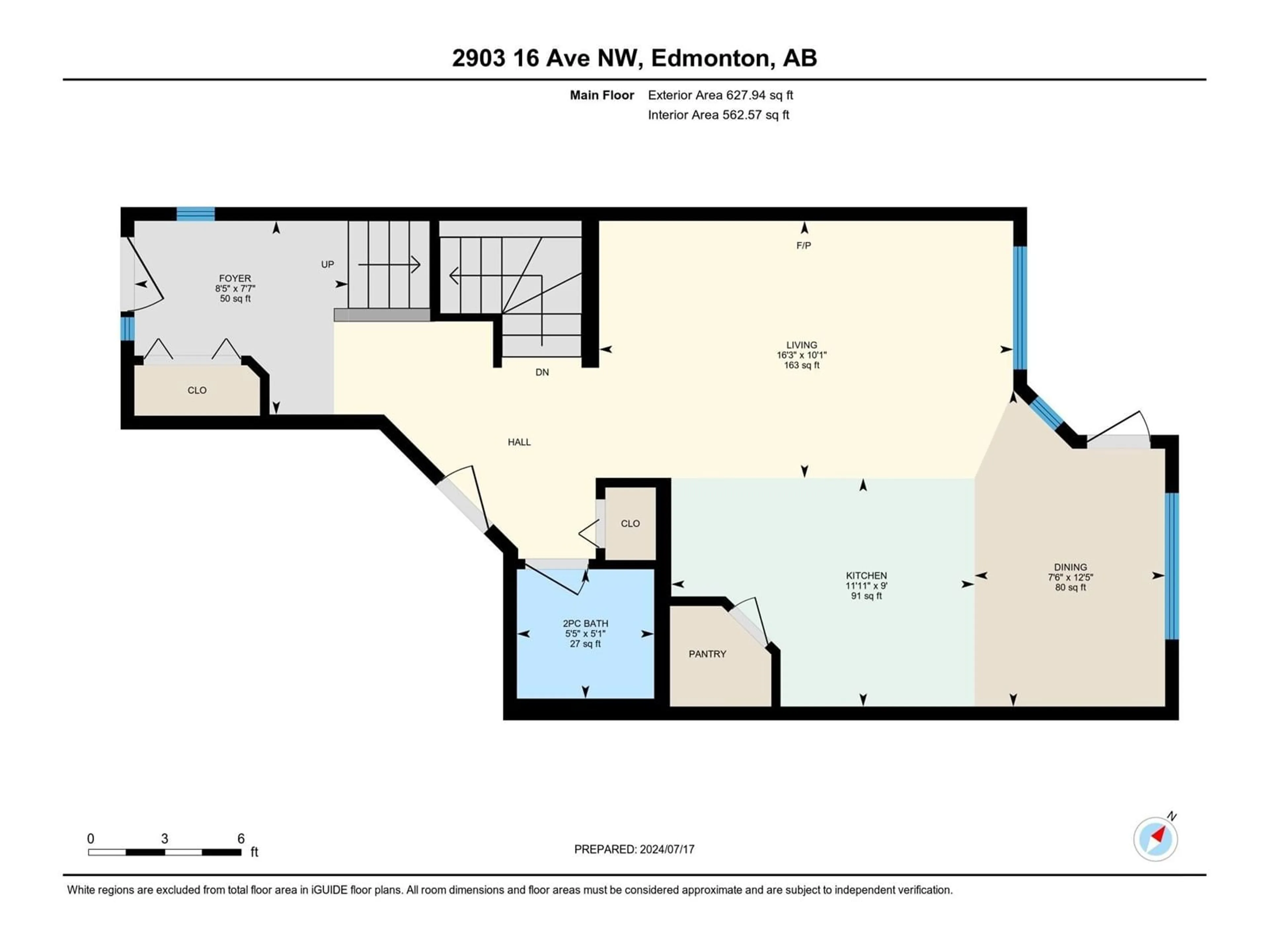 Floor plan for 2903 16 AV NW, Edmonton Alberta T6T0Z6