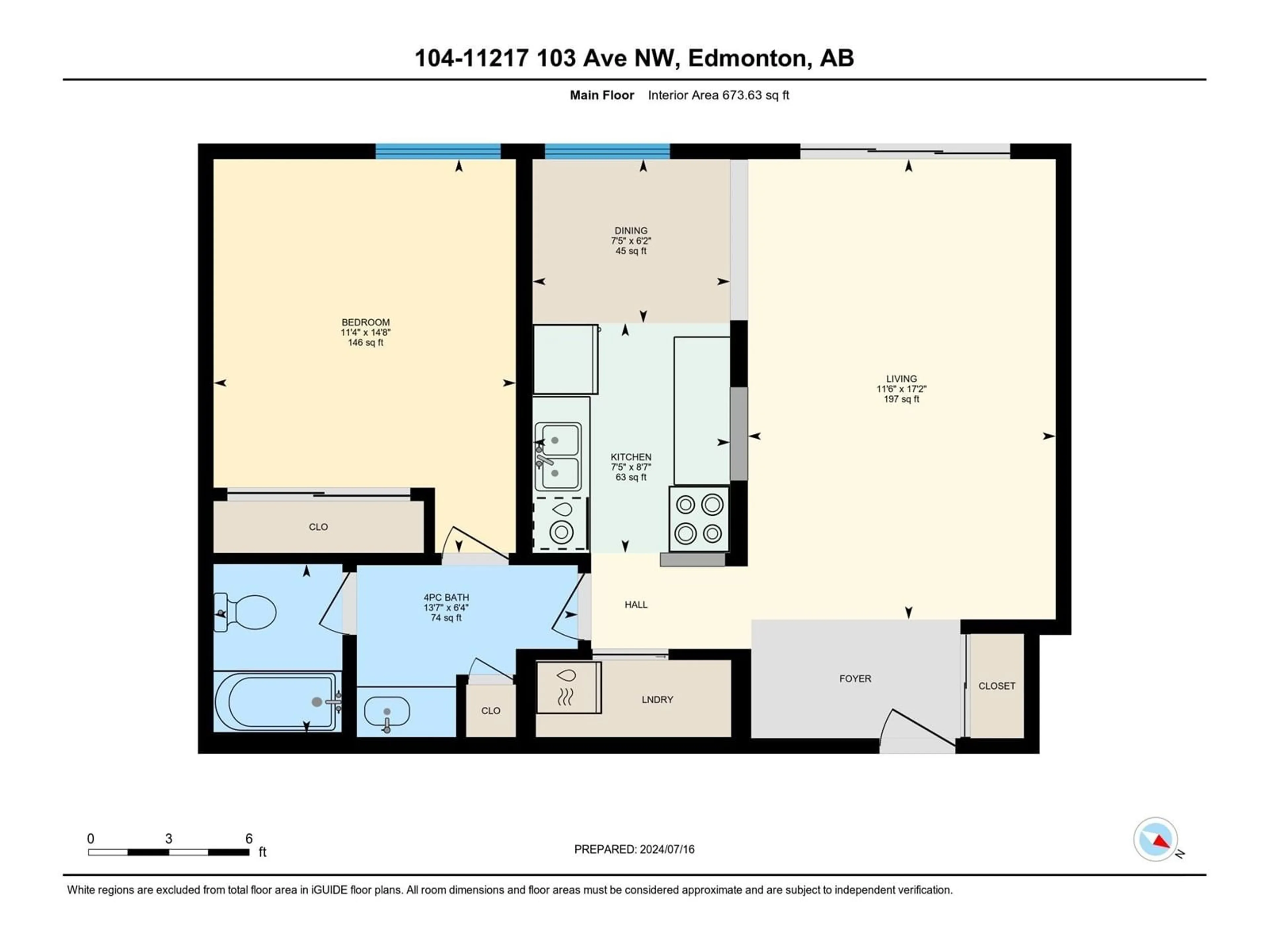 Floor plan for #104 11217 103 AV NW, Edmonton Alberta T5K2V9