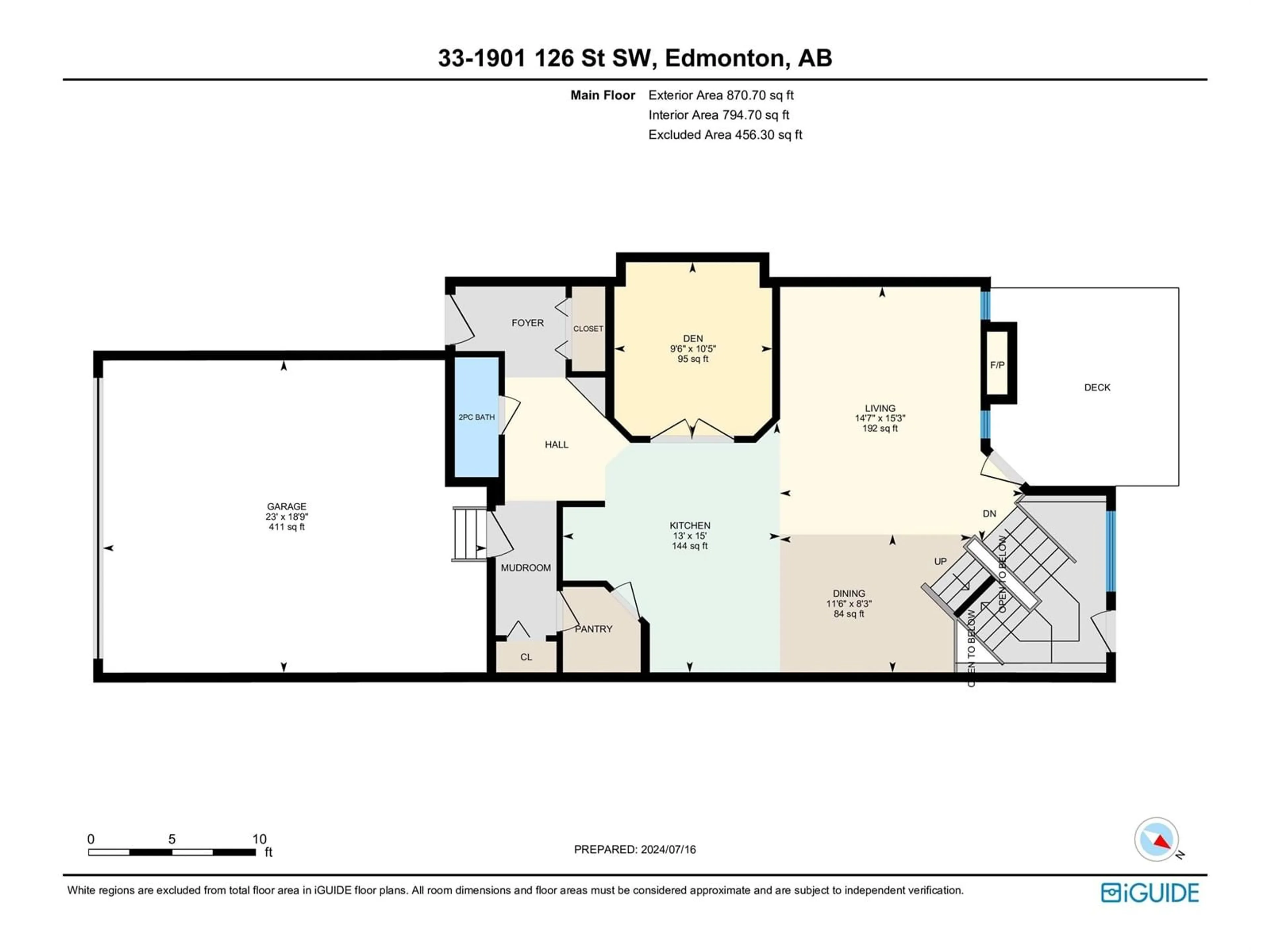 Floor plan for #33 1901 126 ST SW, Edmonton Alberta T6W0R9