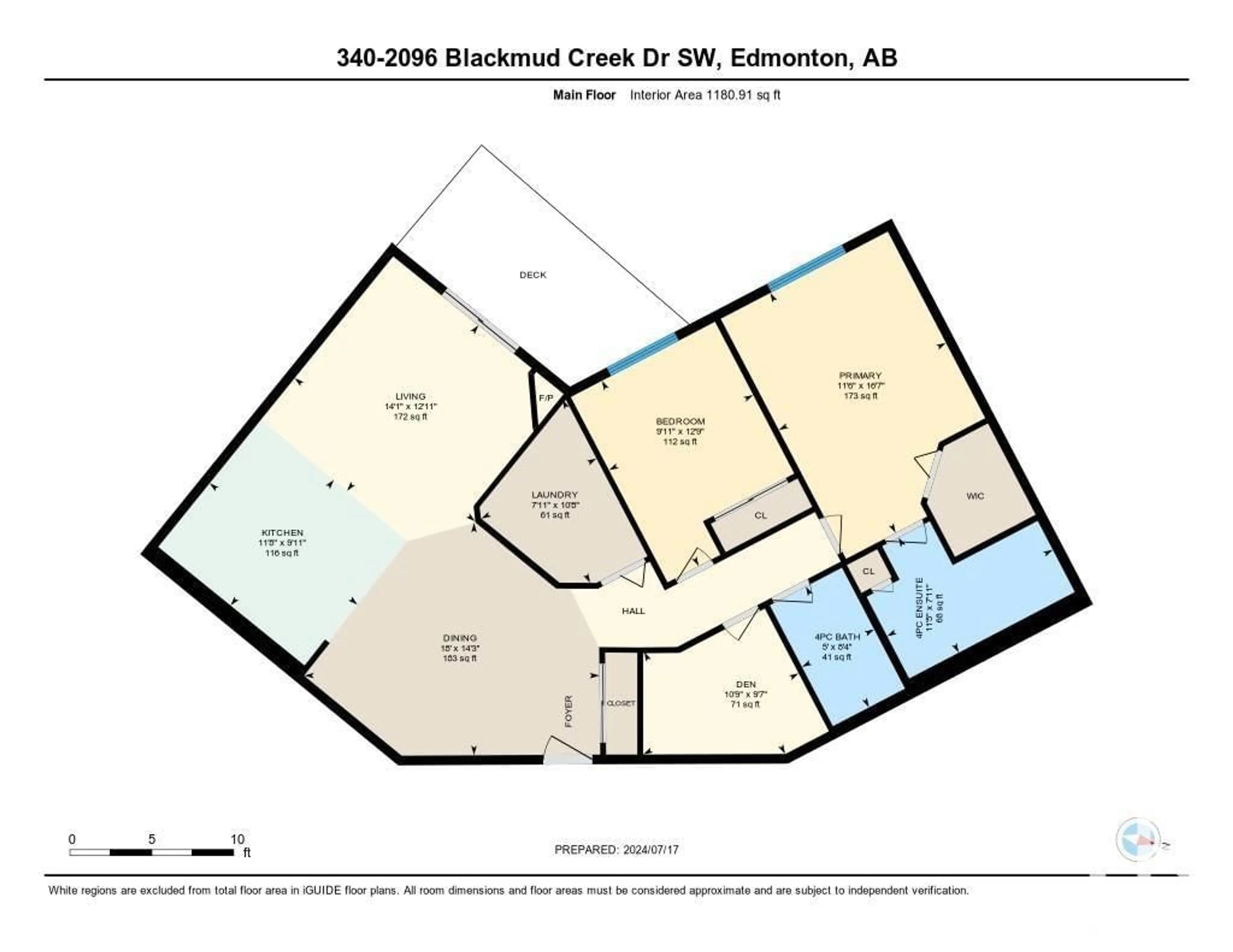 Floor plan for #340 2096 BLACKMUD CREEK DR SW, Edmonton Alberta T6W0G1