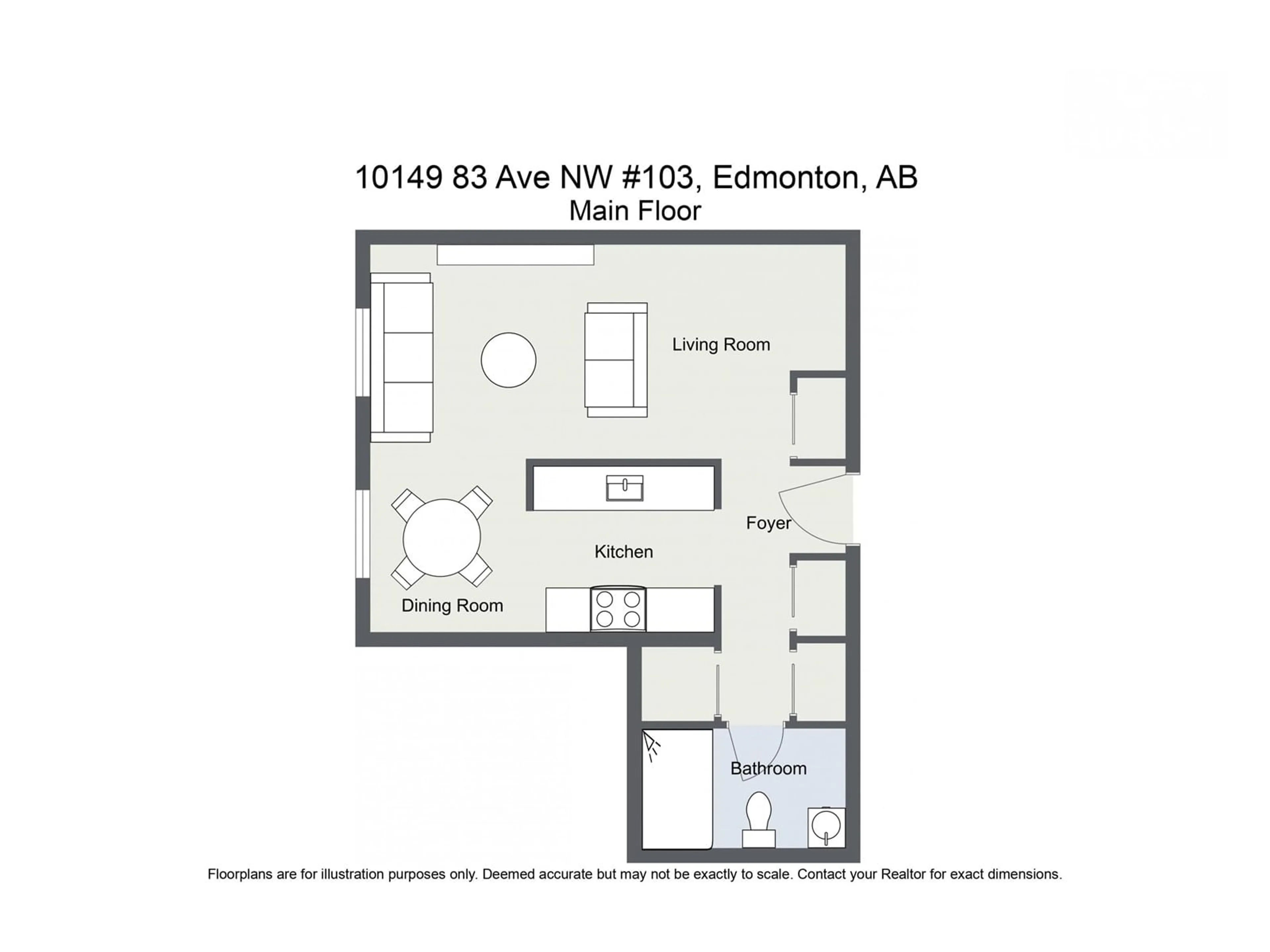 Floor plan for #103 10149 83 AV NW, Edmonton Alberta T6E2C5