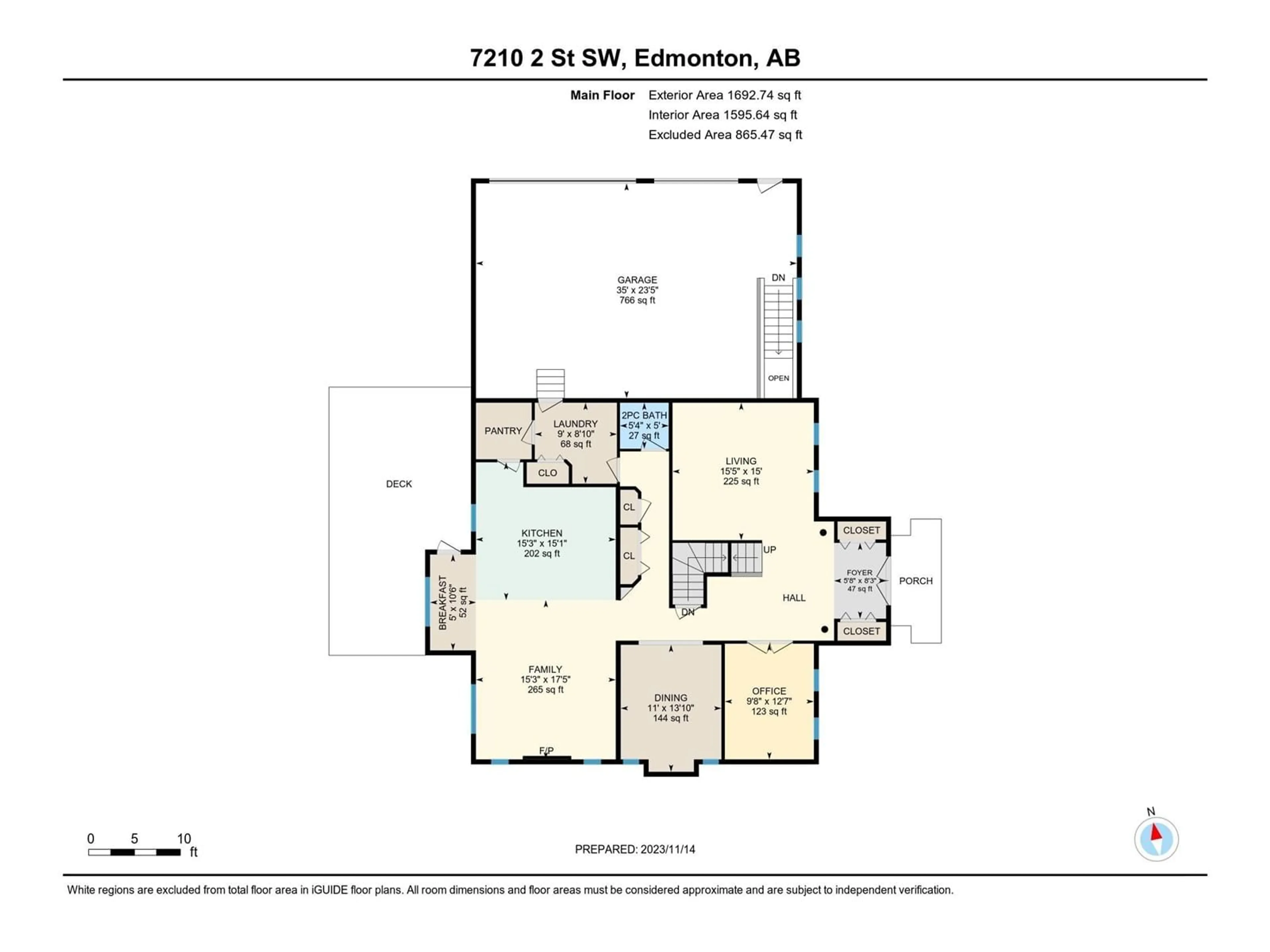 Floor plan for 7210 2 ST SW, Edmonton Alberta T6X2P8