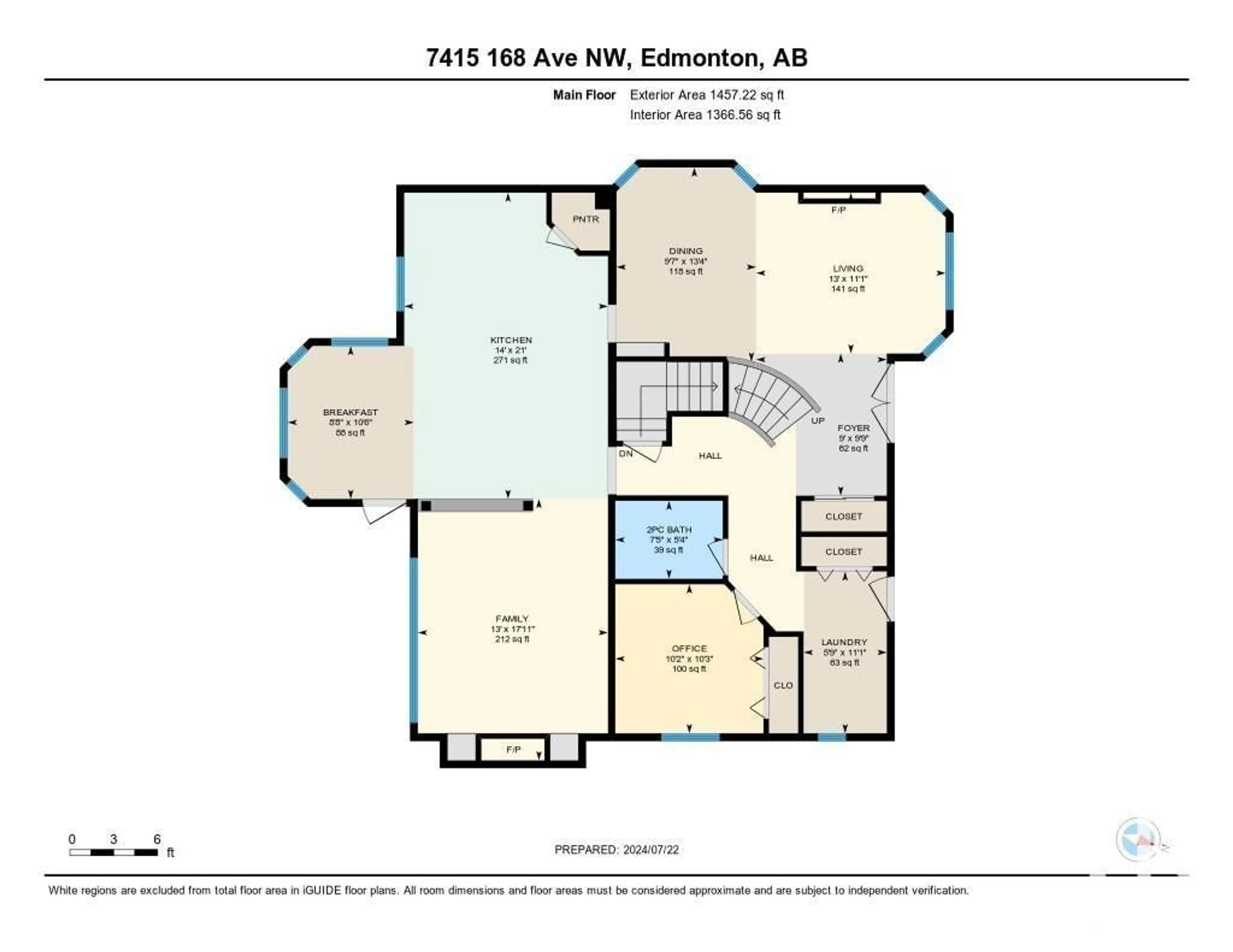 Floor plan for 7415 169 AV NW, Edmonton Alberta T5Z0A3