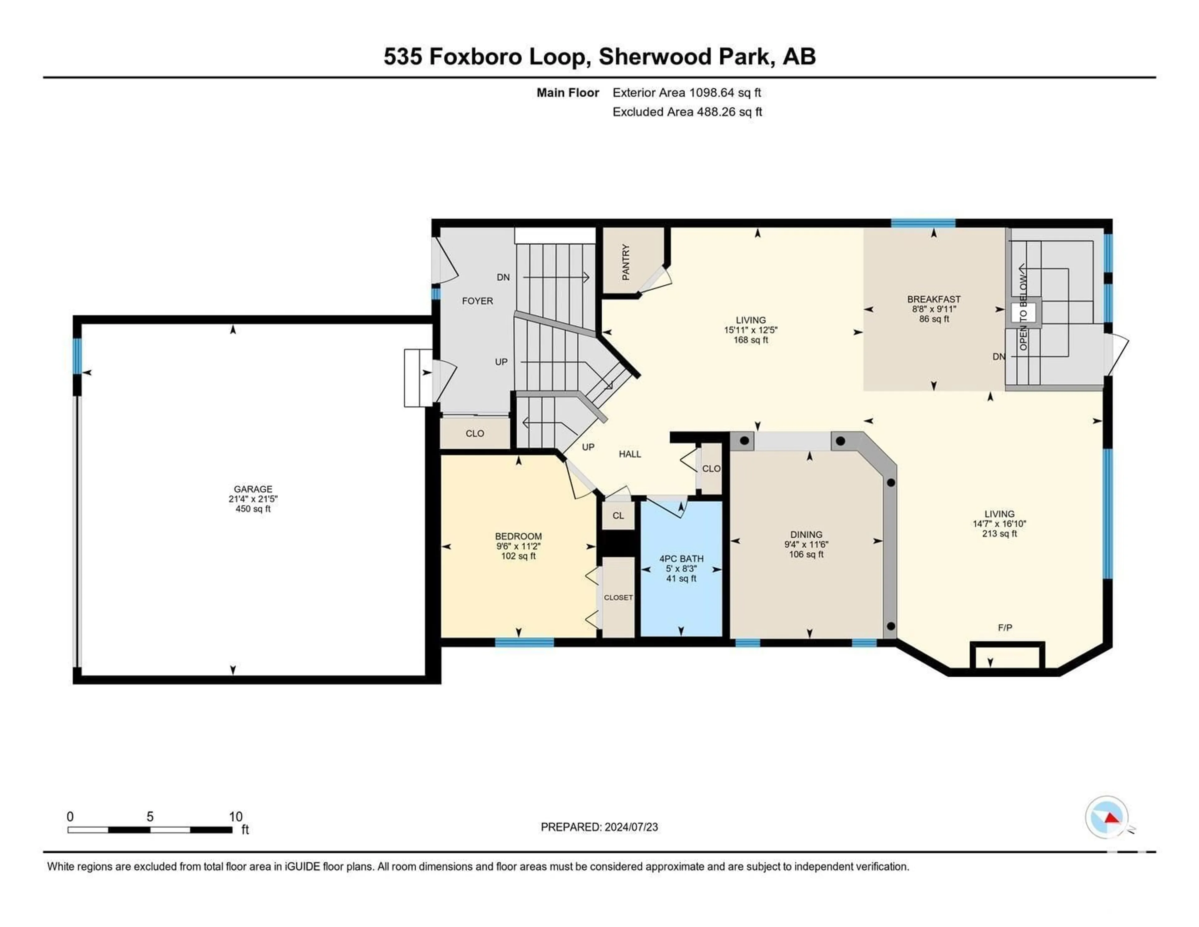 Floor plan for 535 FOXBORO LO, Sherwood Park Alberta T8A0Y4