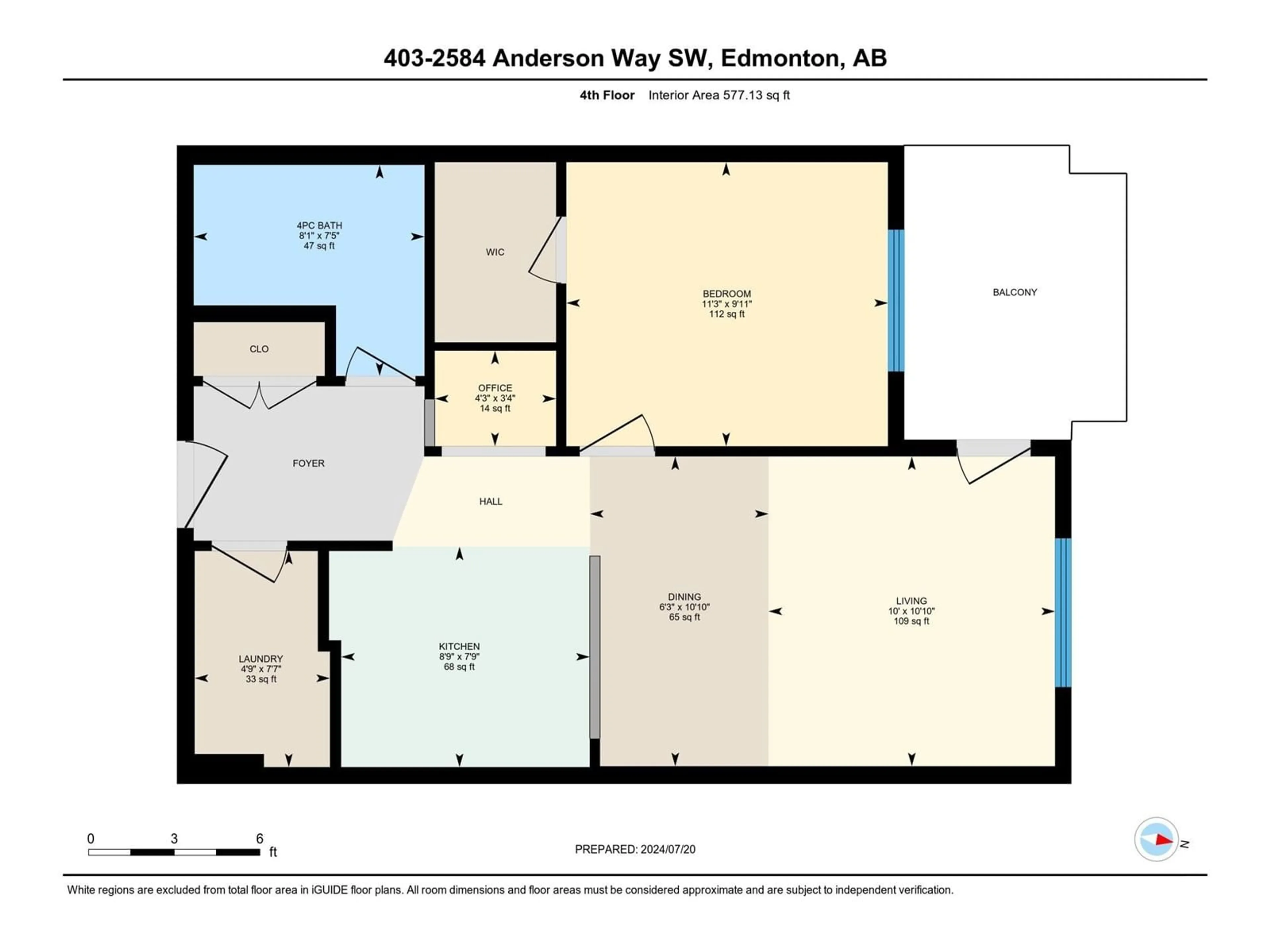 Floor plan for #403 2584 ANDERSON WY SW, Edmonton Alberta T6W0R2