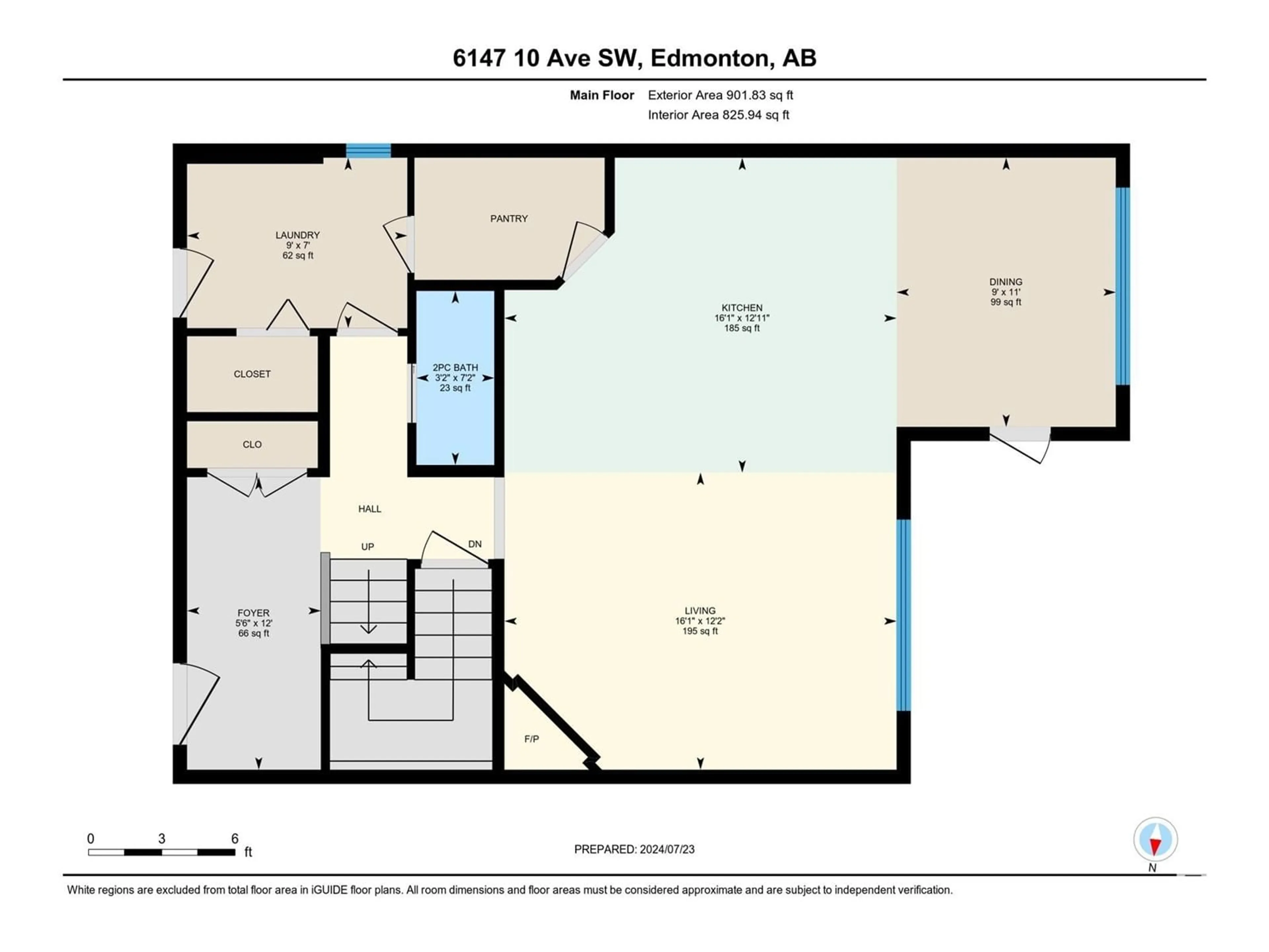 Floor plan for 6147 10 AV SW, Edmonton Alberta T6X0M3