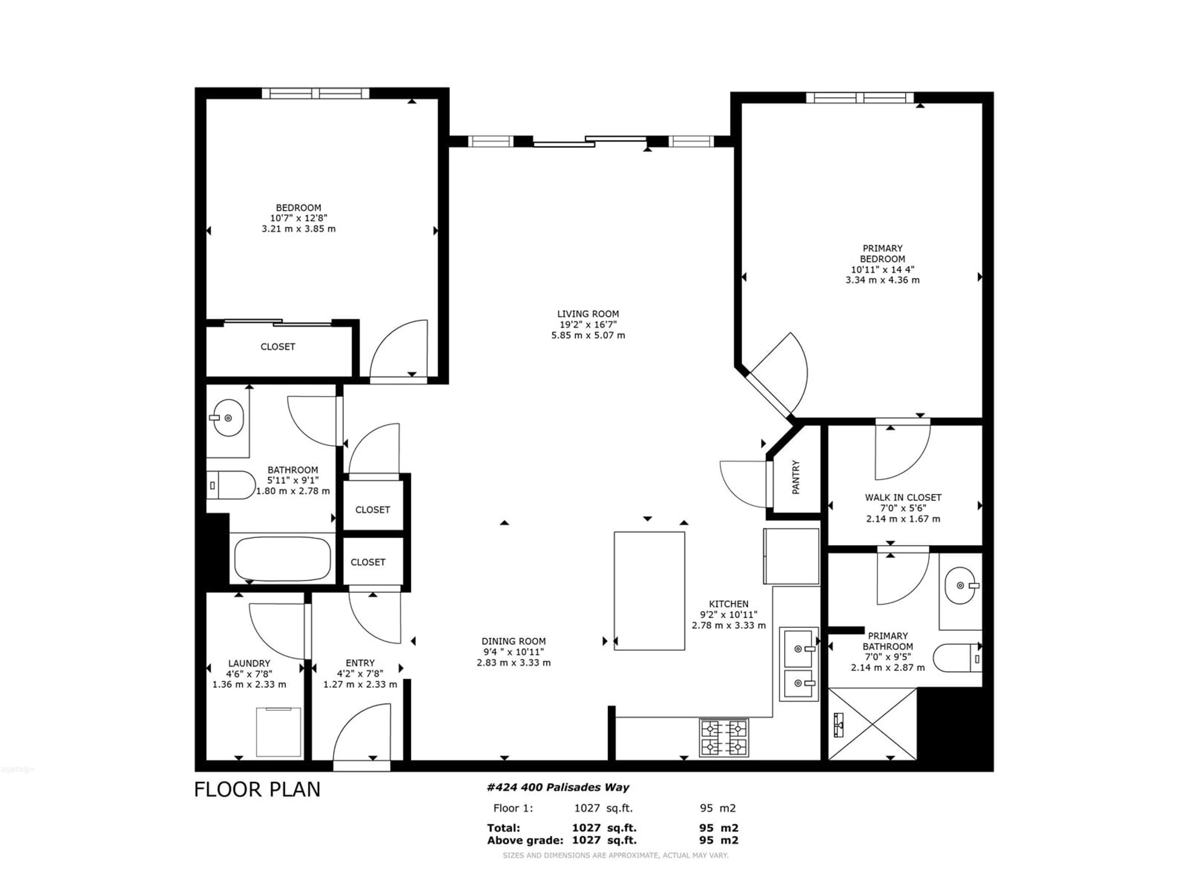 Floor plan for #424 400 PALISADES WY, Sherwood Park Alberta T8H0H4