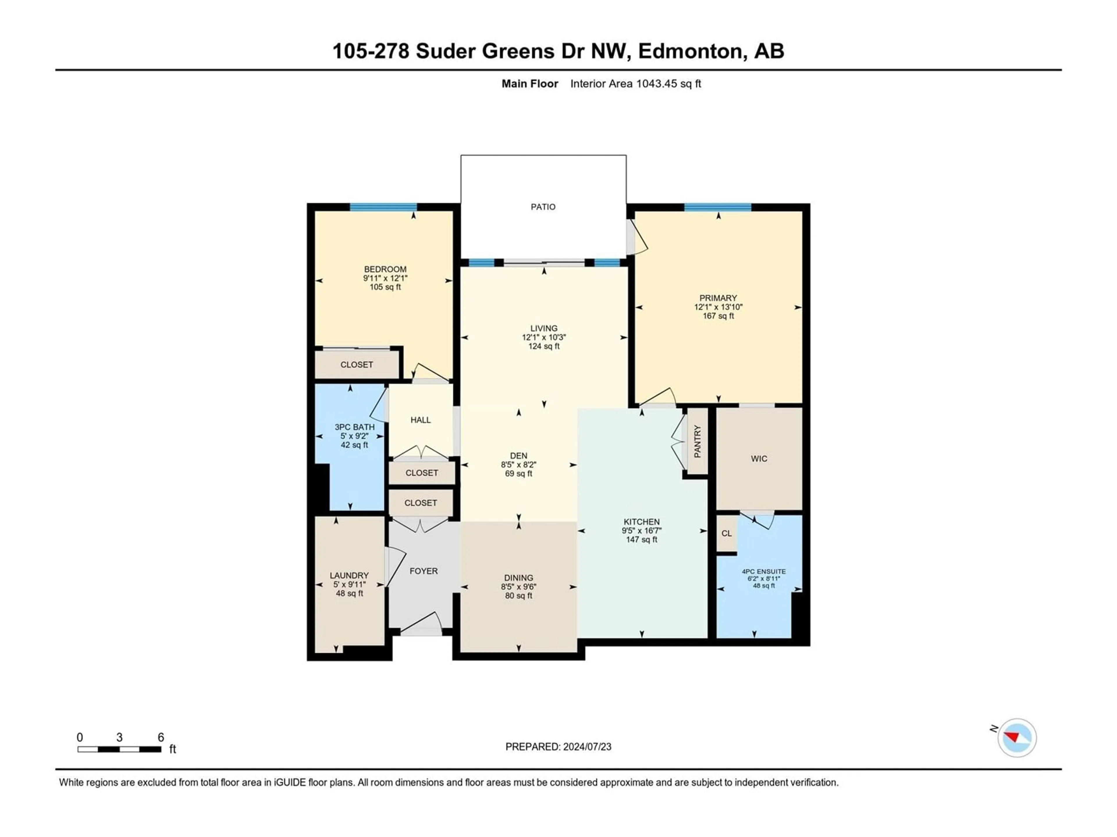 Floor plan for #105 278 SUDER GREENS DR NW, Edmonton Alberta T5T6V6