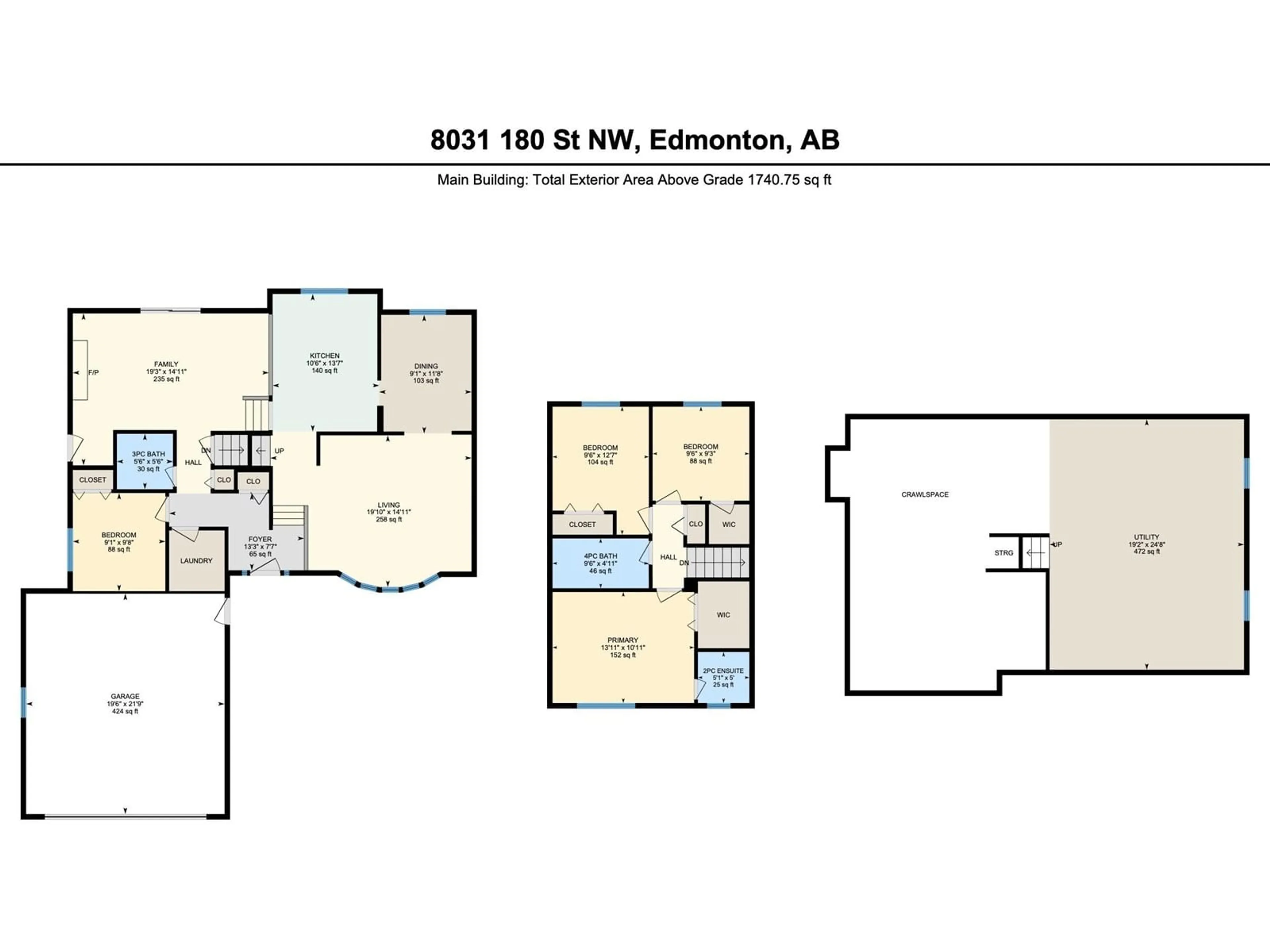 Floor plan for 8031 180 ST NW, Edmonton Alberta T5T0T2