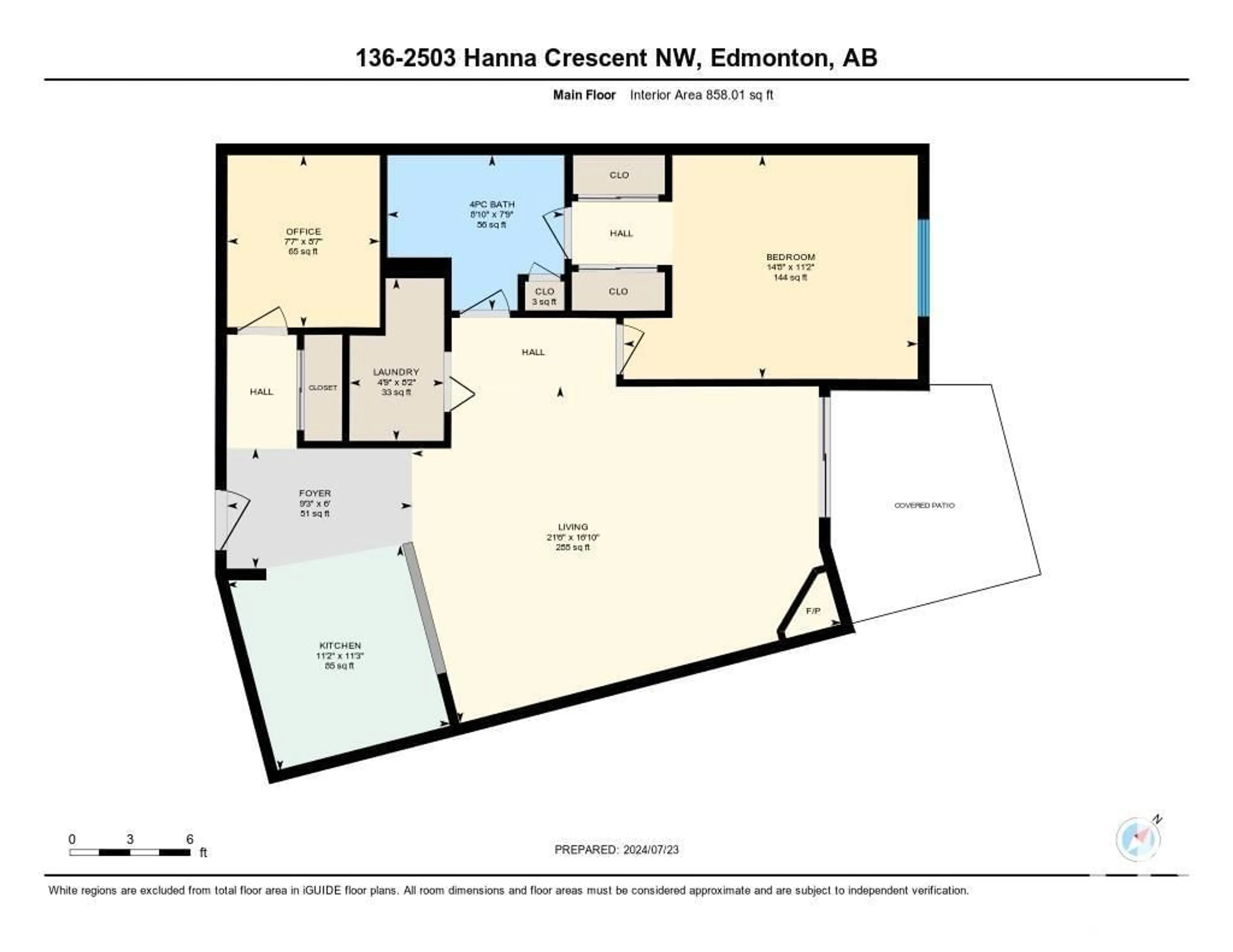 Floor plan for #136 2503 HANNA CR NW, Edmonton Alberta T6R0H1