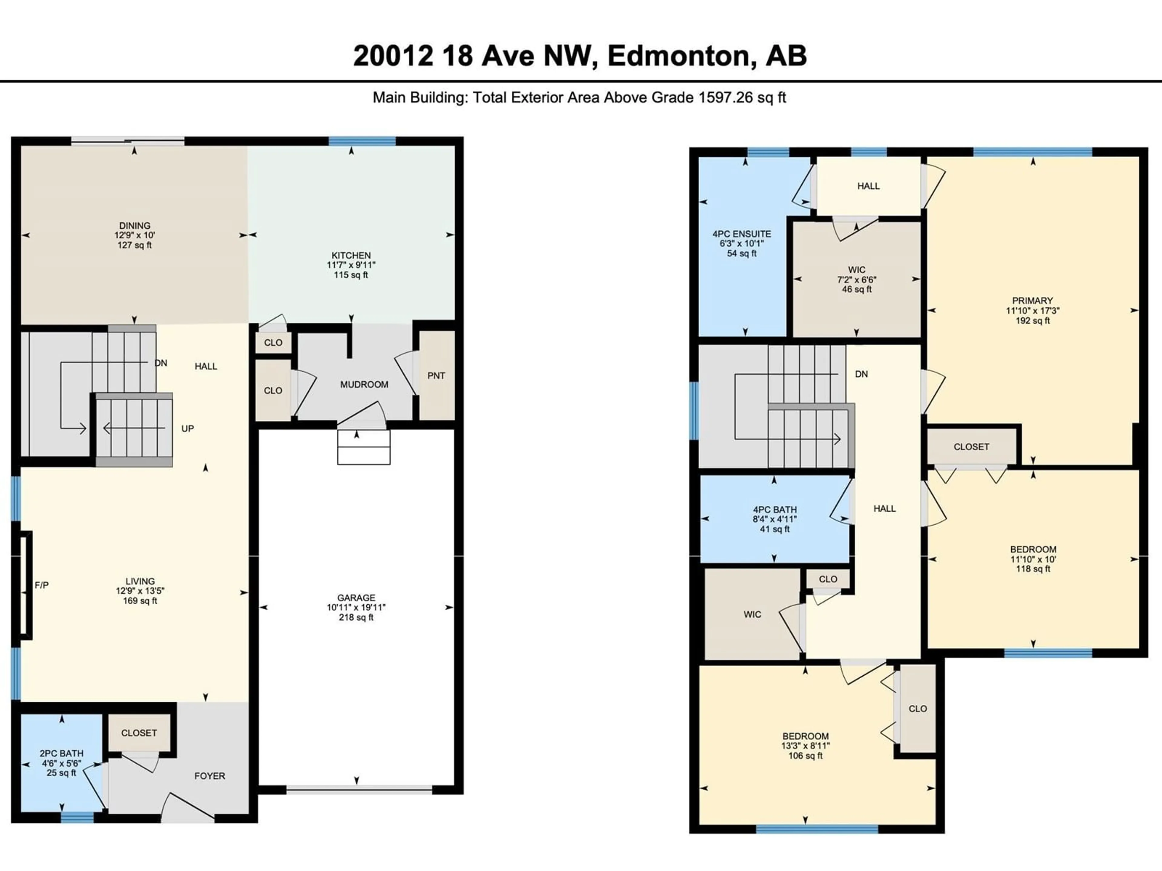 Floor plan for 20012 18 AV NW, Edmonton Alberta T6M0Y1