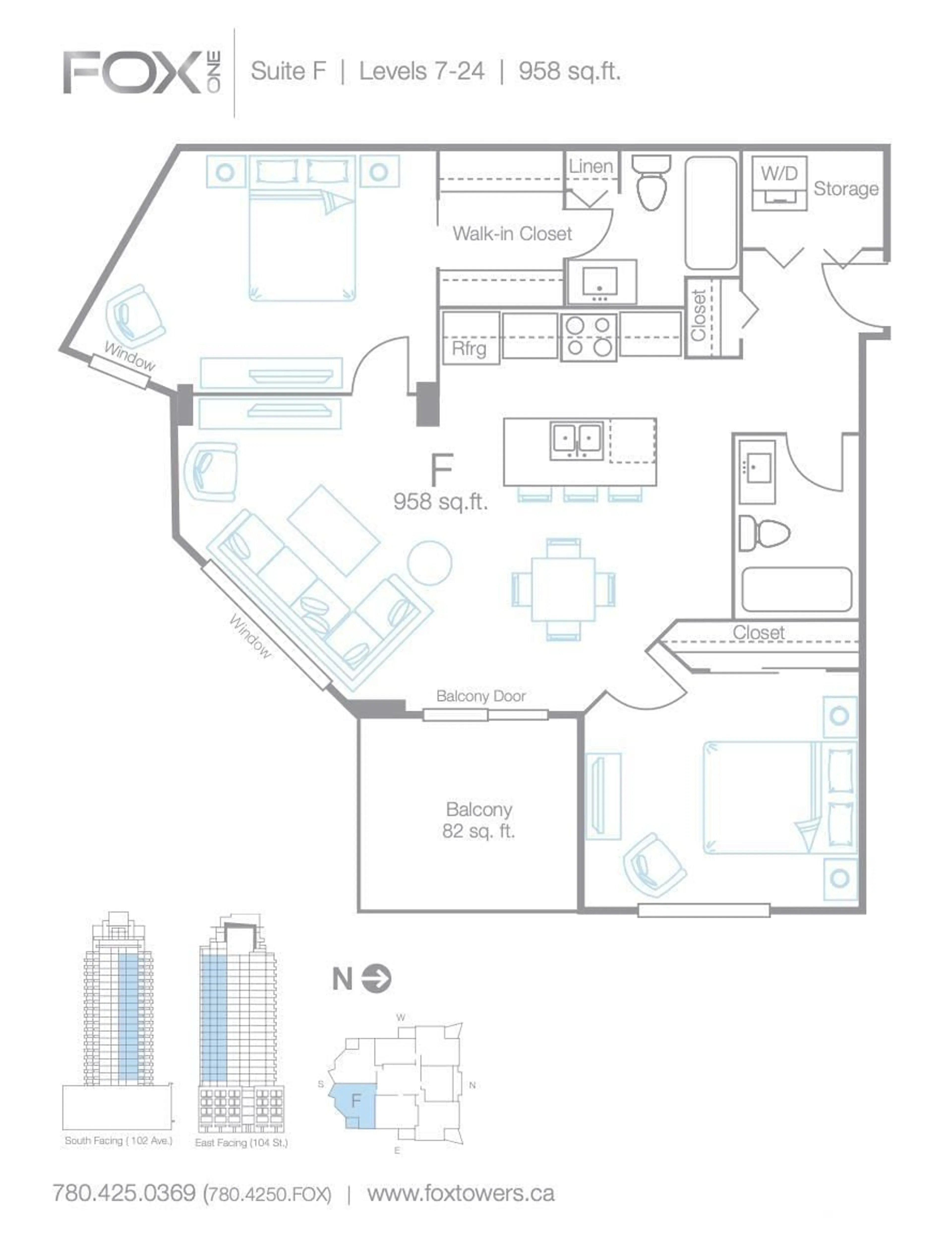 Floor plan for #1806 10226 104 ST NW NW, Edmonton Alberta T5J1B8