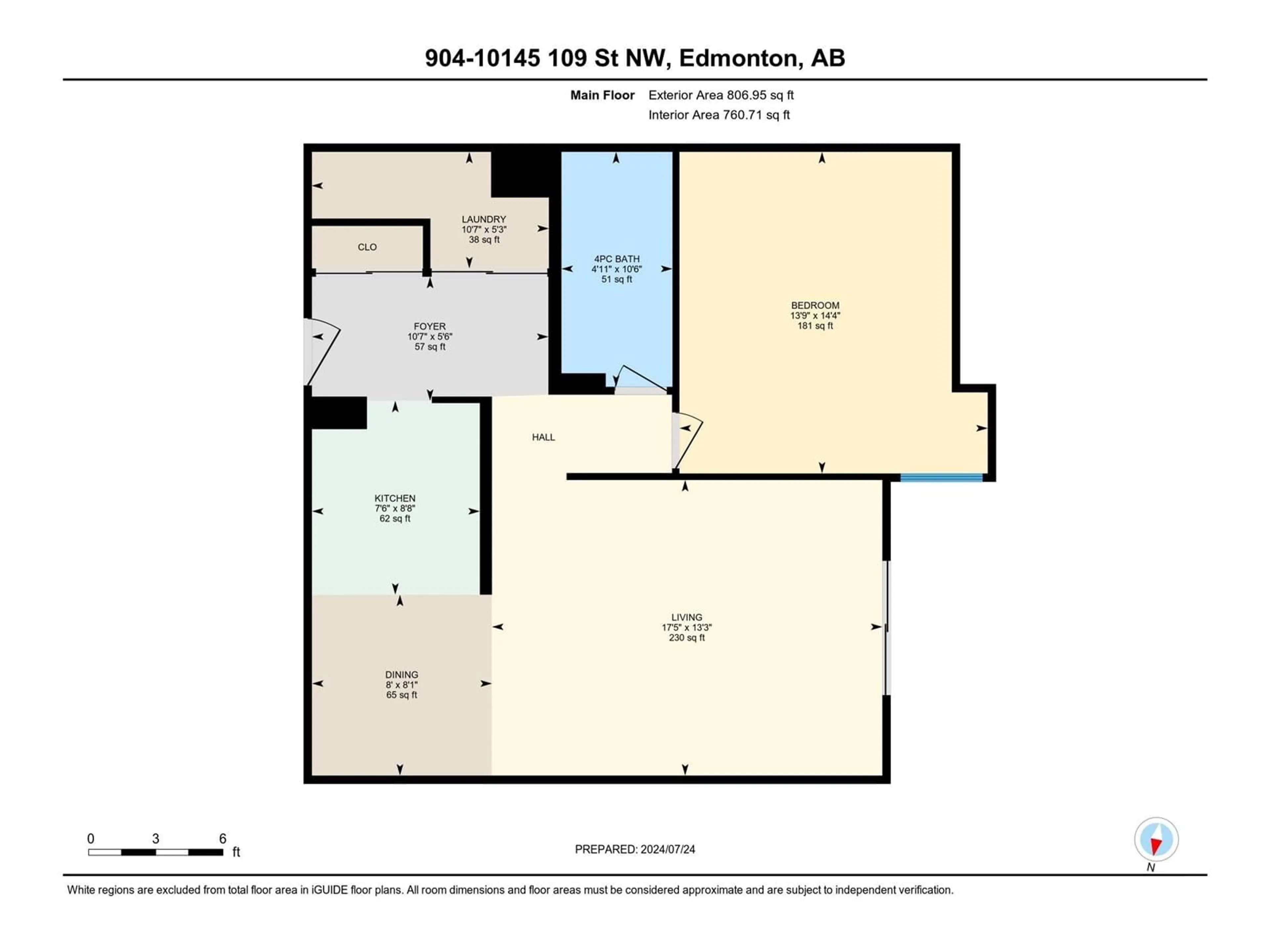 Floor plan for #904 10145 109 ST NW, Edmonton Alberta T5J3M5