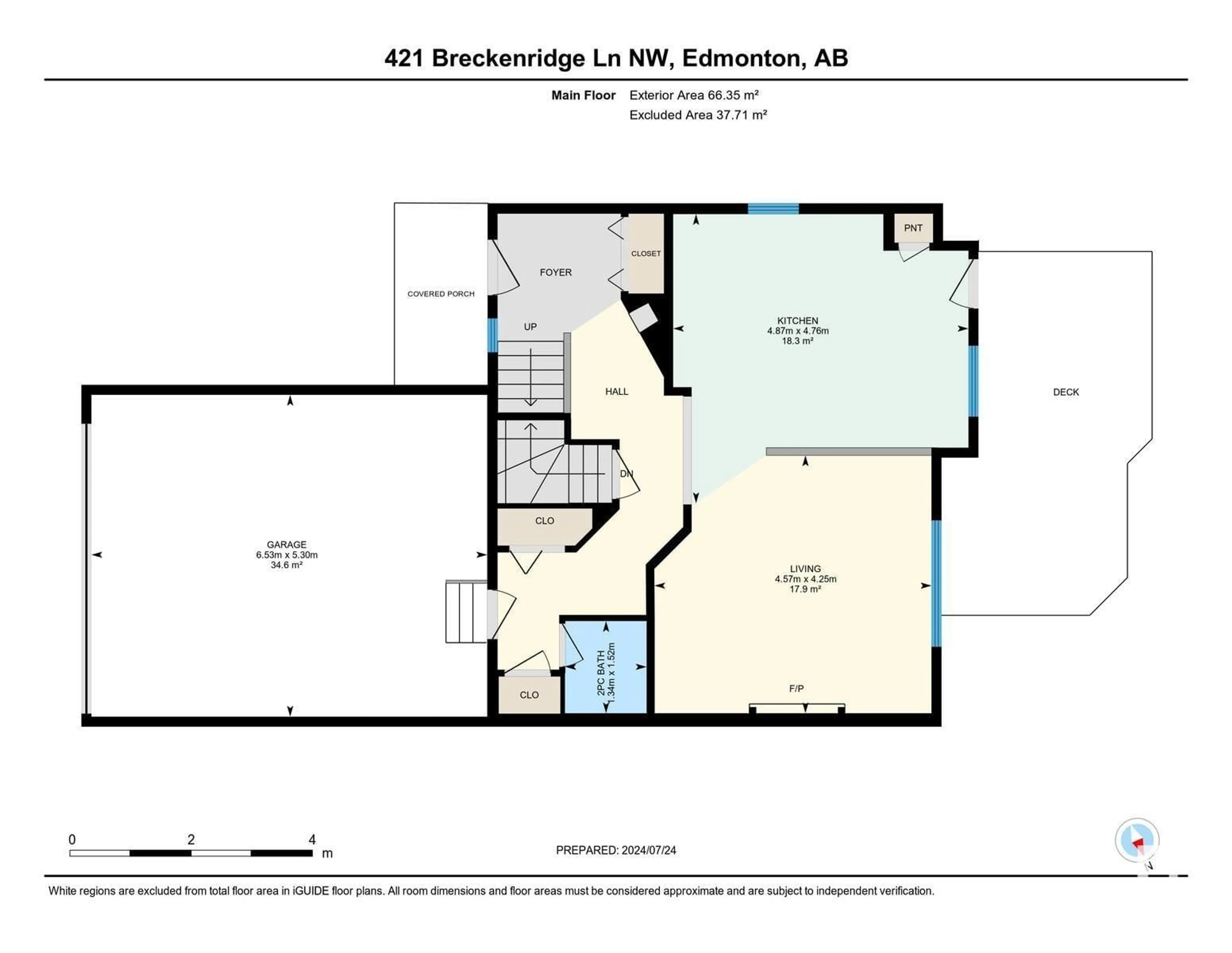 Floor plan for 421 BRECKENRIDGE LN NW, Edmonton Alberta T5T6E2