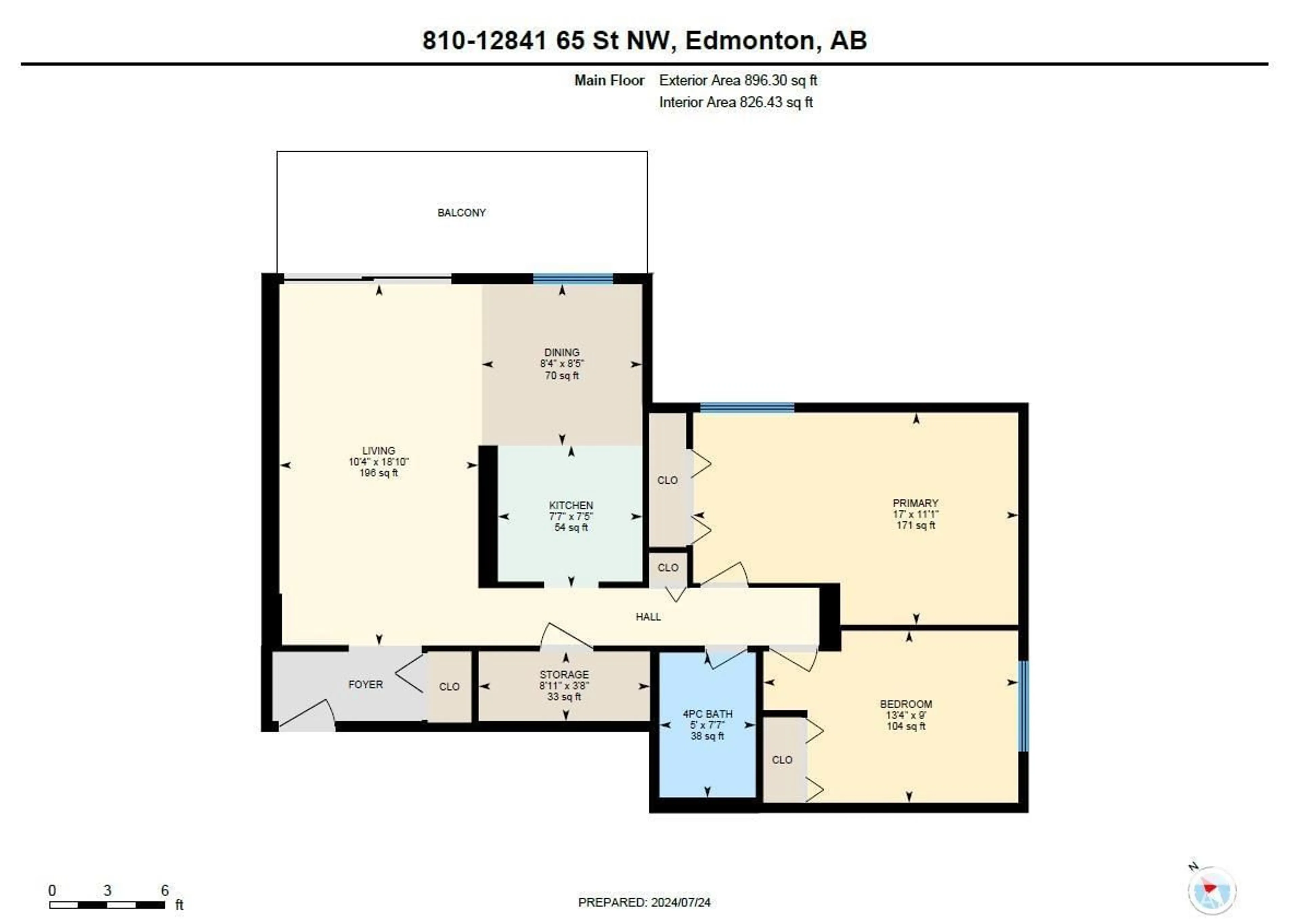 Floor plan for #810 12841 65 ST NW, Edmonton Alberta T5A4N4