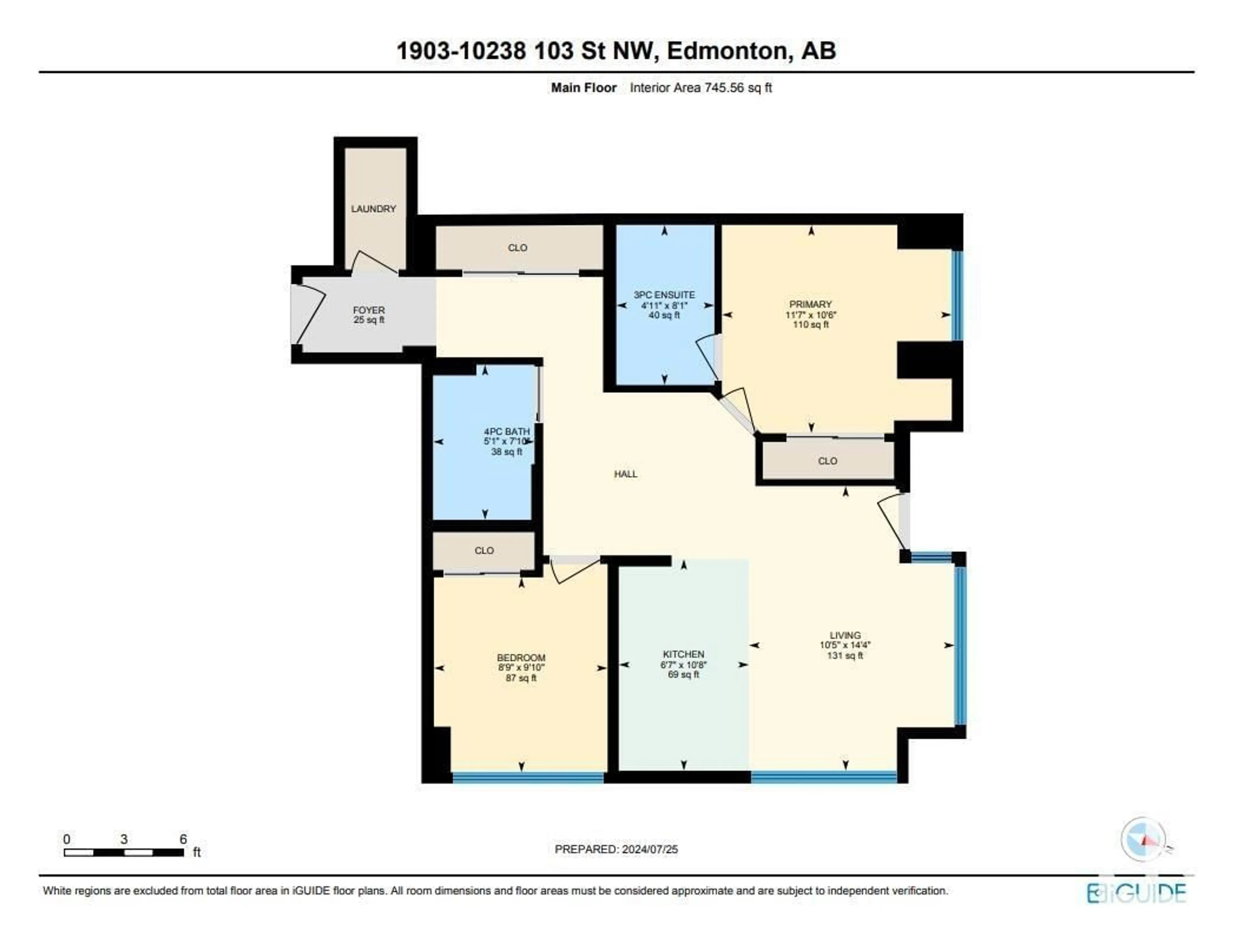 Floor plan for #1903 10238 103 ST NW, Edmonton Alberta T5J0G8