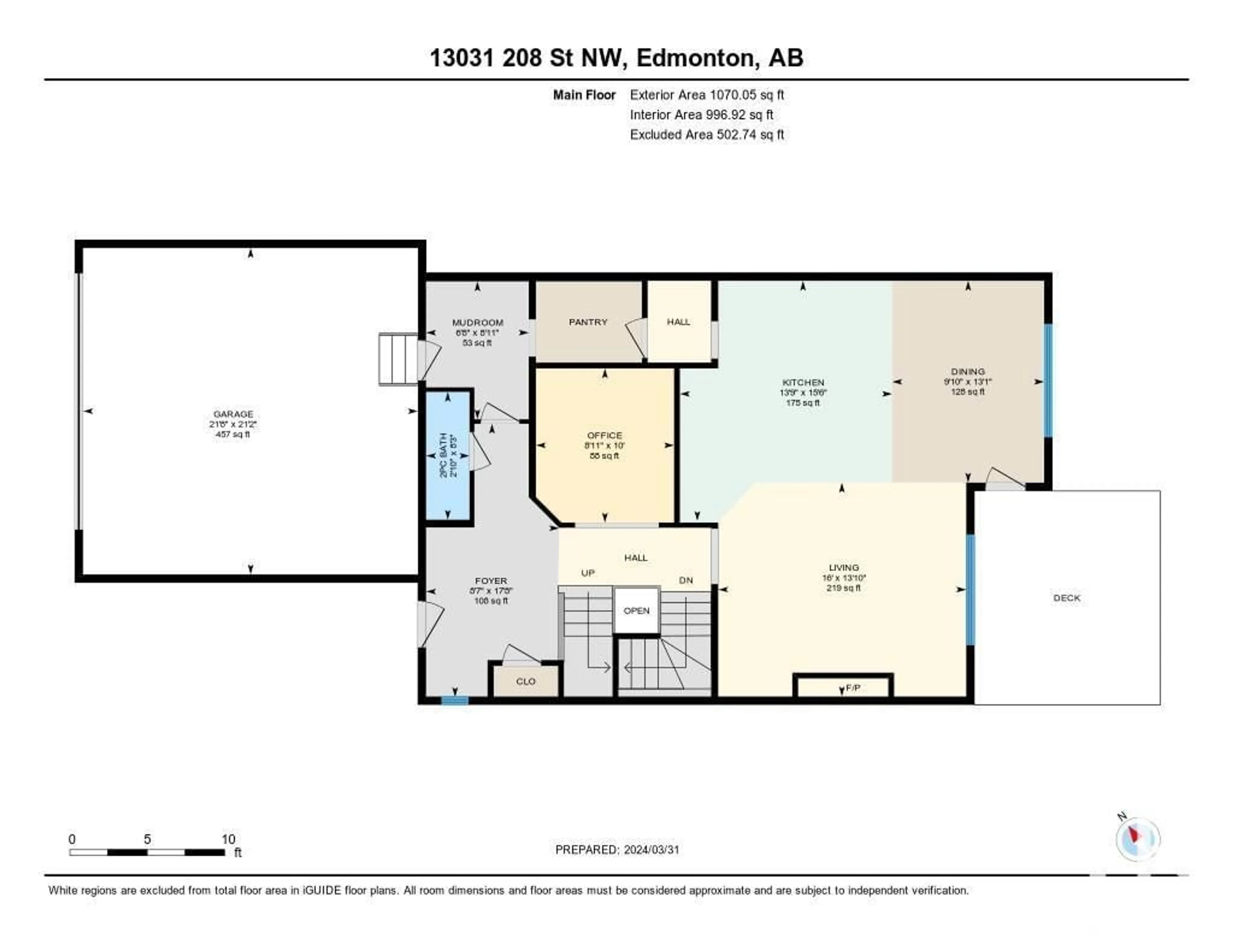 Floor plan for 13031 208 ST NW, Edmonton Alberta T5S0L5