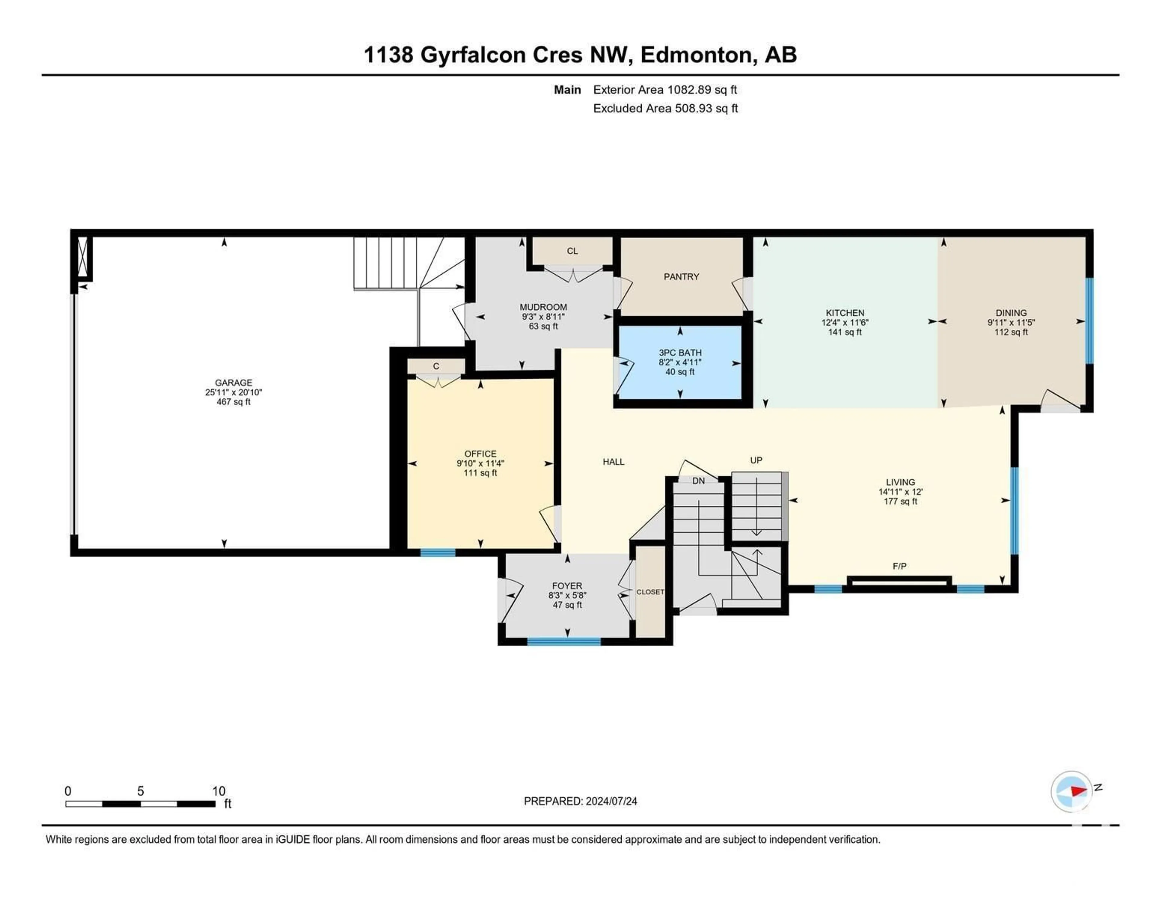 Floor plan for 1138 GYRFALCON CR NW NW, Edmonton Alberta T5S0H7